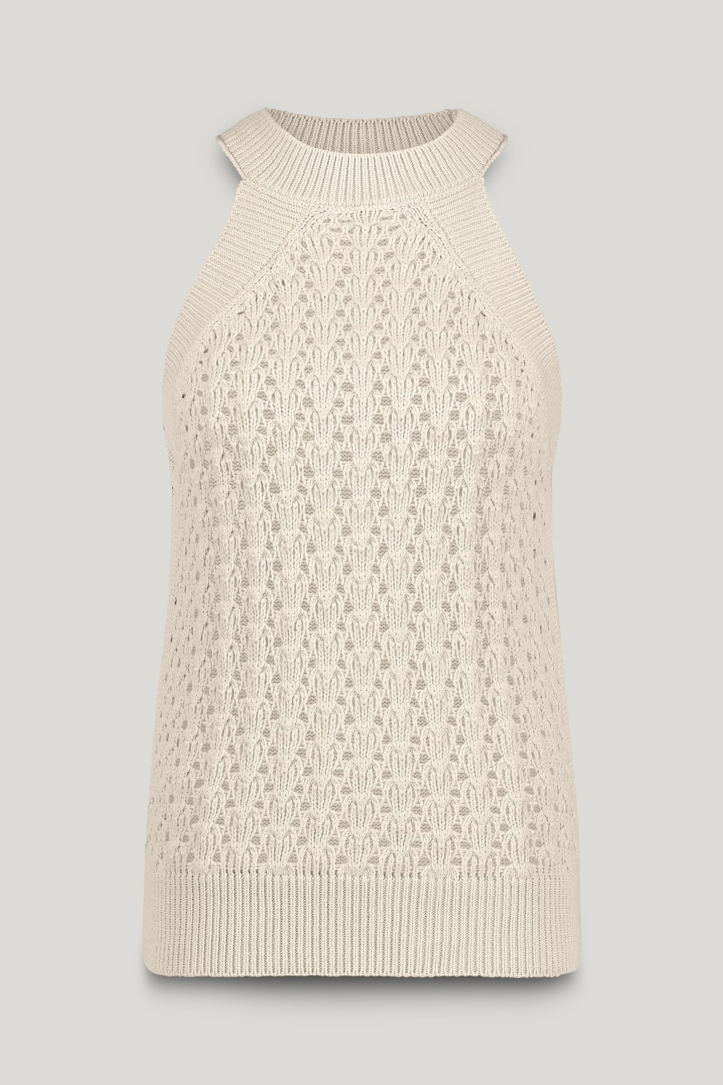 HALTER TOP FANCY COTTON AJOUR KNIT IVORY 4