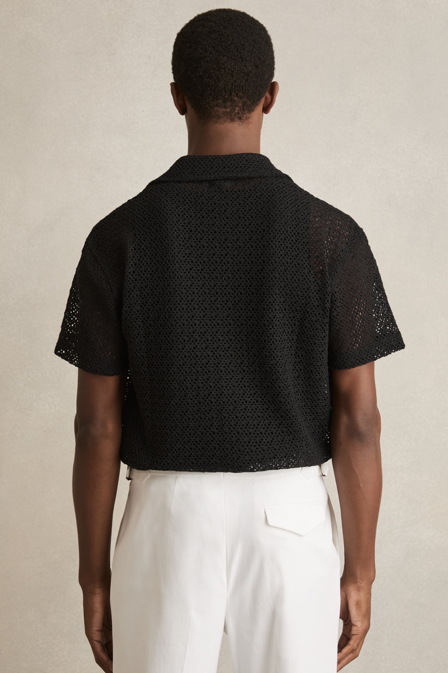 SS GEO CROCHET CUBAN SHIRT BLACK 2