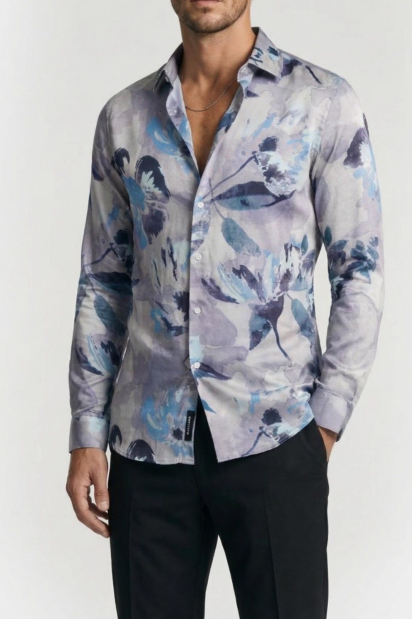 MARCIANO BY GUESS BENNY NEW COLLAR PAUL SHIRT BLUE 2