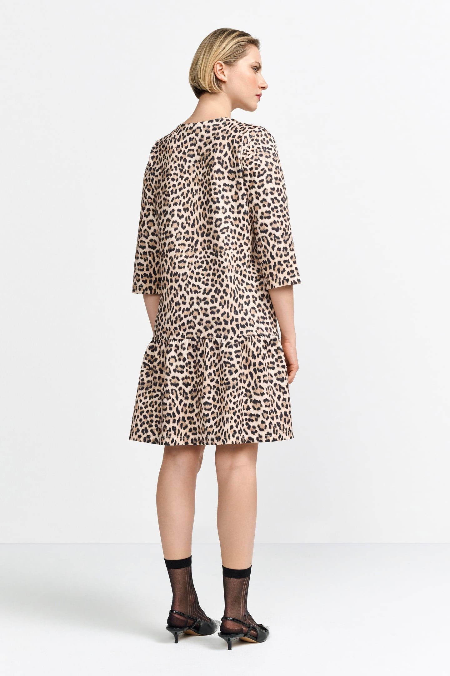 PRINTED SCUBA MINI DRESS RECYCLED CAFFEE LATTE 5