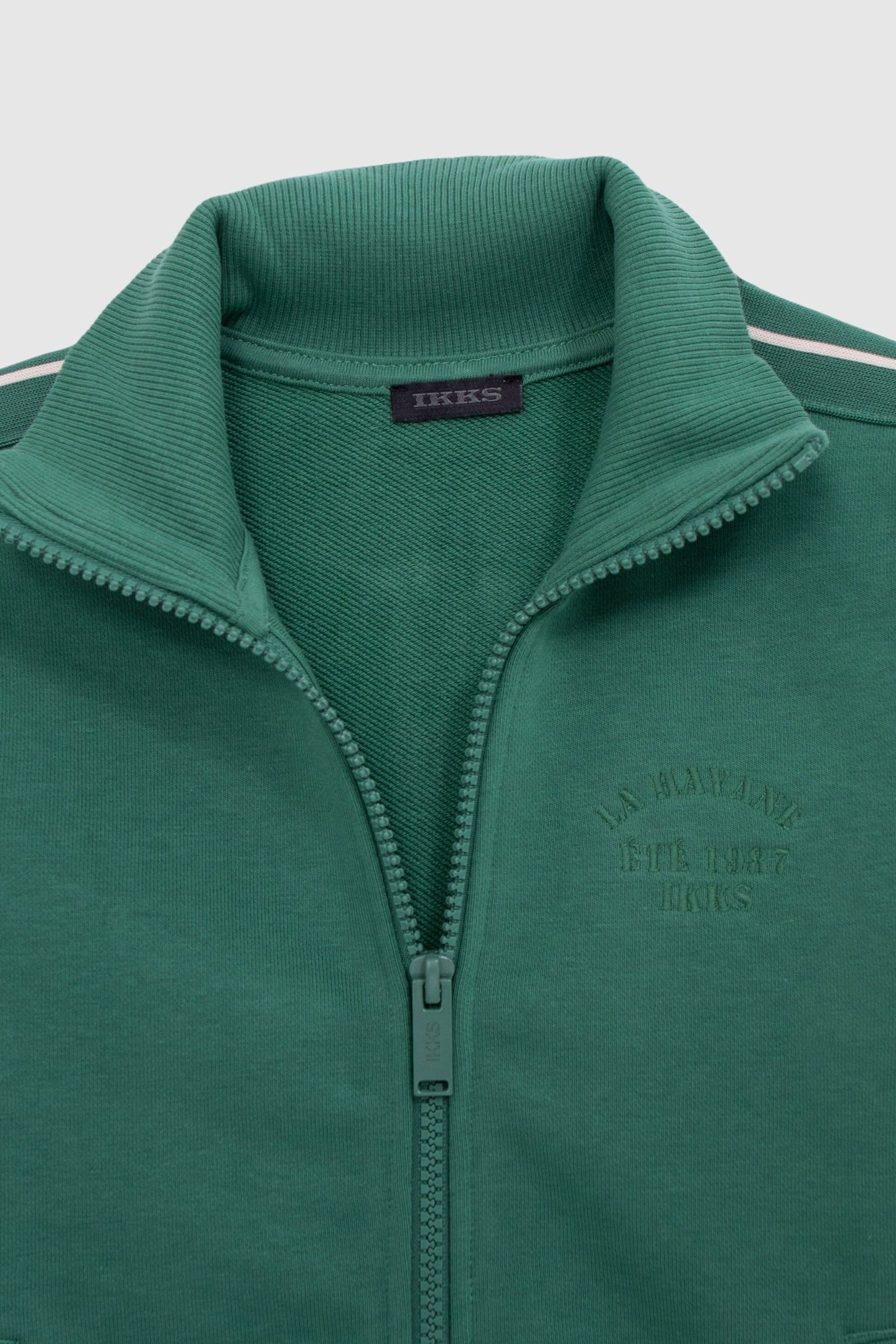 BOYS’ GREEN ZIPPED CARDIGAN WITH STRIPED BRAID ON SLEEVES 3