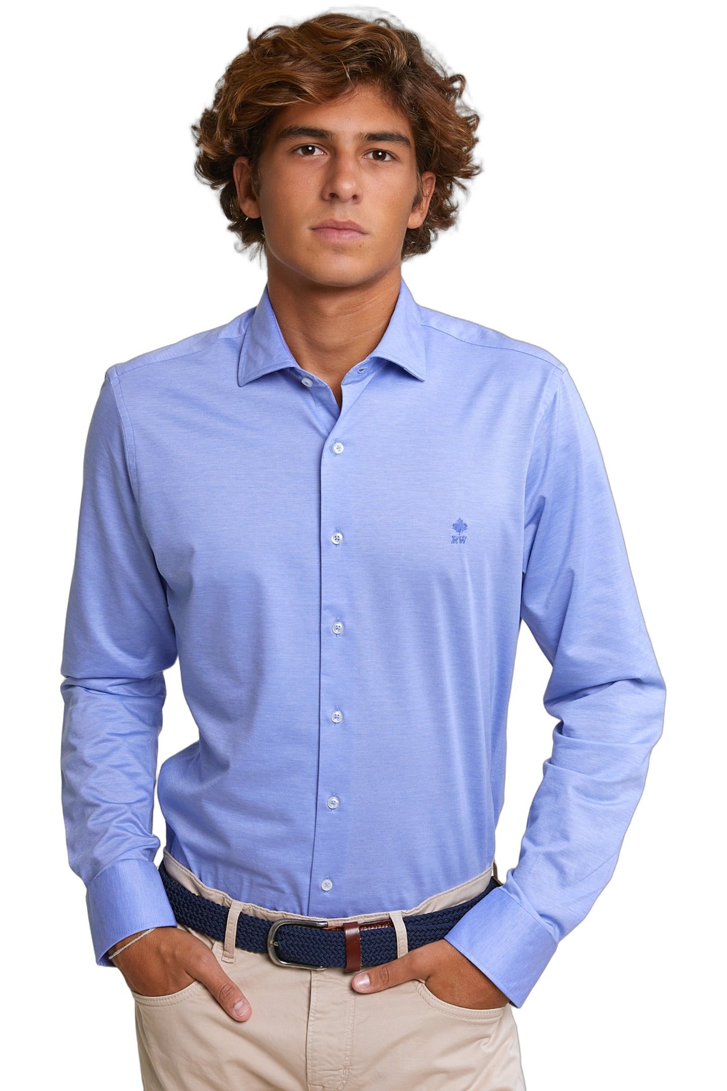 SLIM FIT UNI COTTON SHIRT BLUE 1