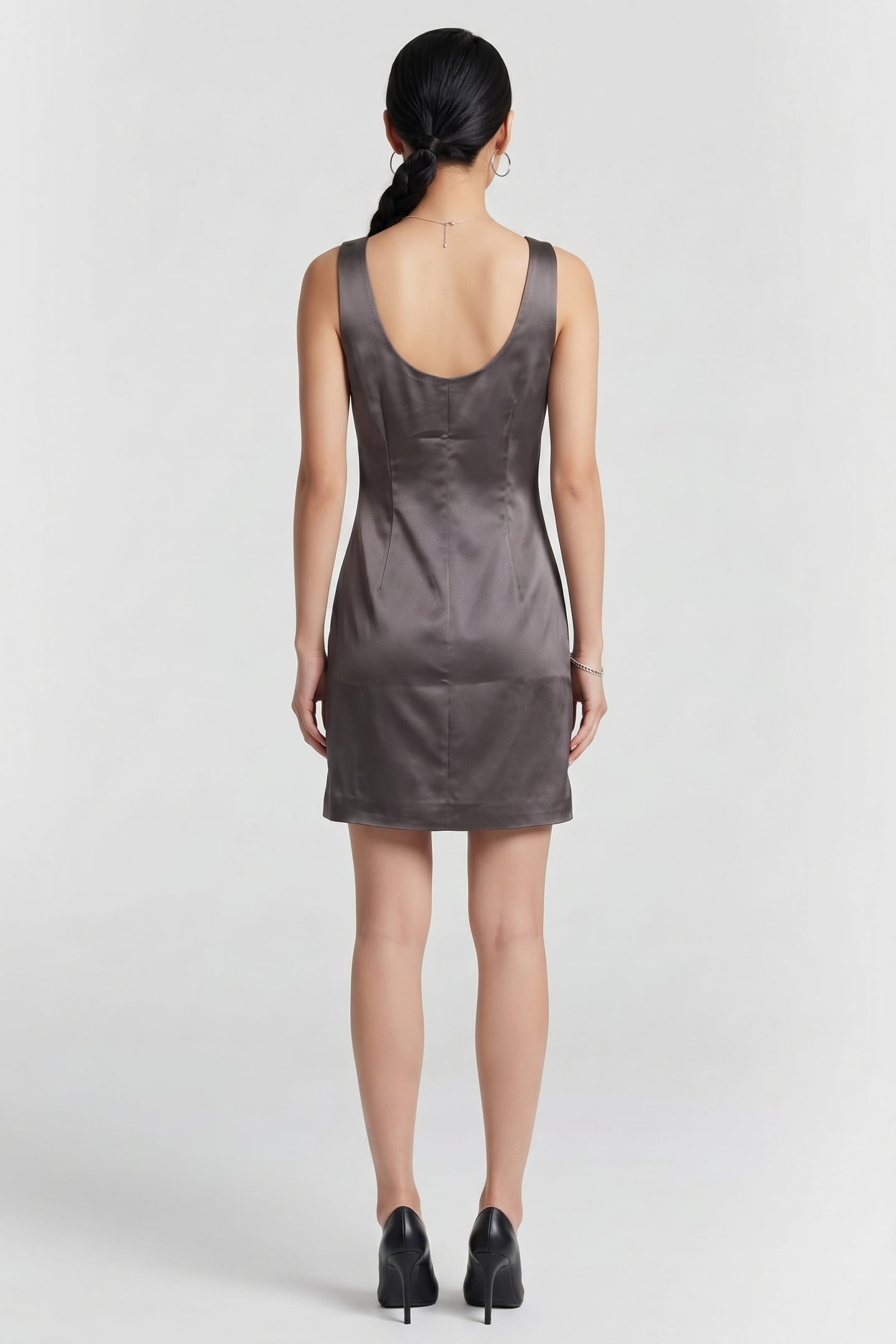 ELLI SATIN DRESS GREY 2