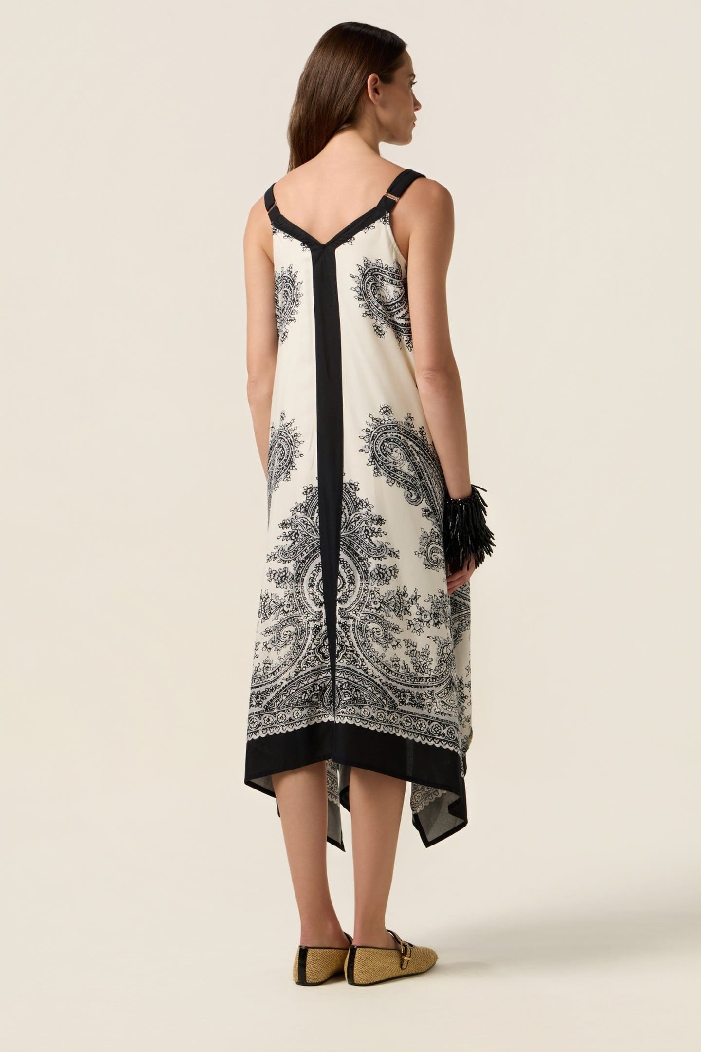 PATTERNED VISCOSE DRESS BLACK 2
