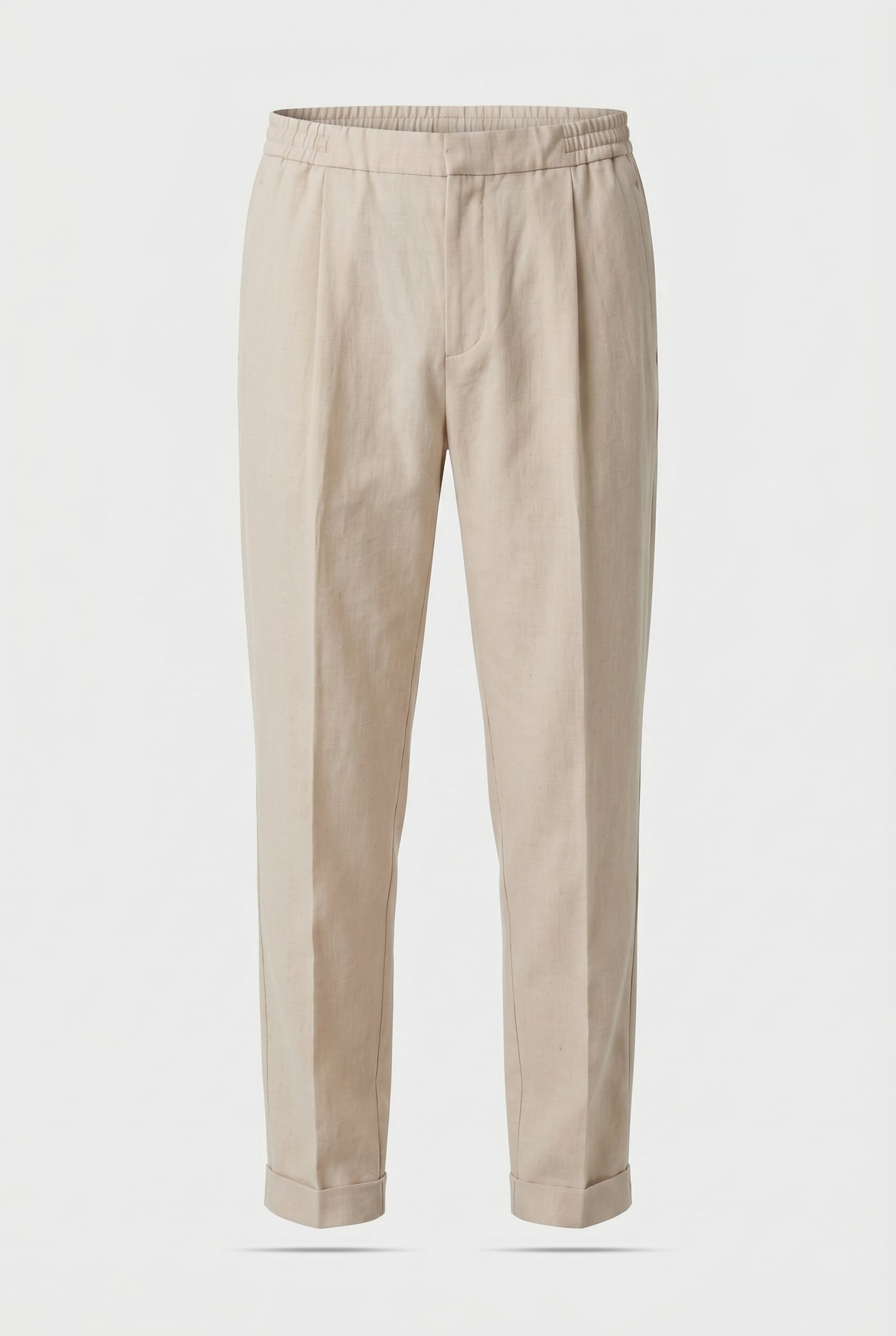 LINEN PULL ON TAPER TROUSER STONE 3