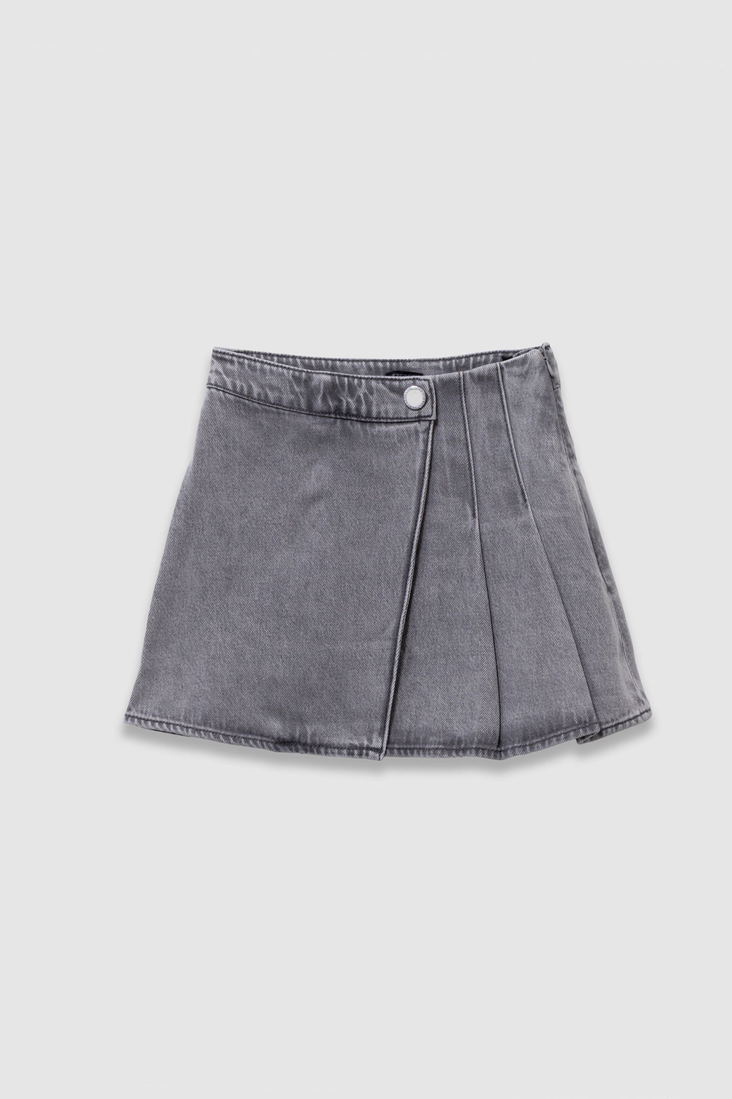 GREY SIDE-PLEATED DENIM SKIRT 1