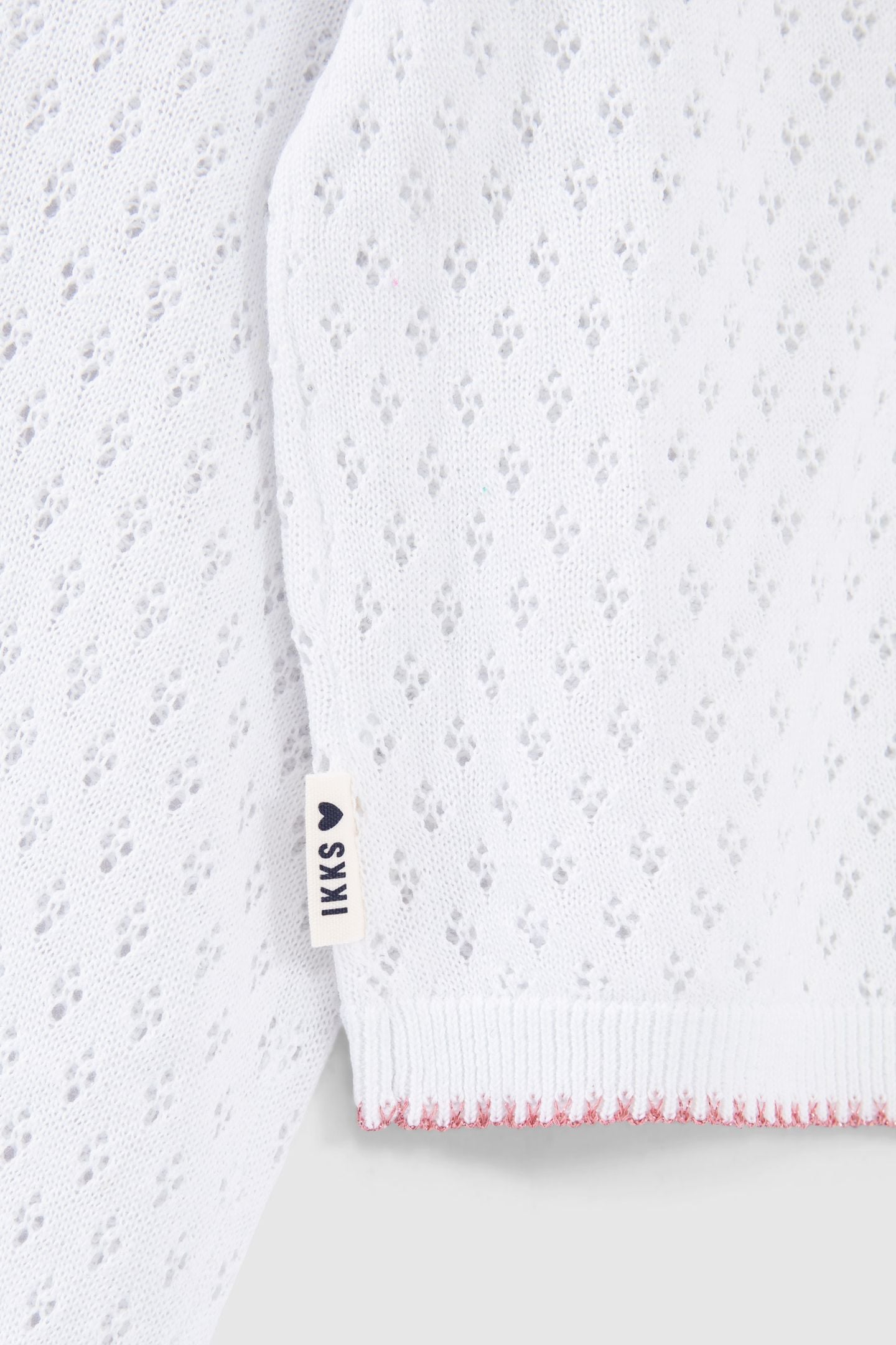GIRLS' ECRU KNIT ZIPPED OPENWORK CARDIGAN 6