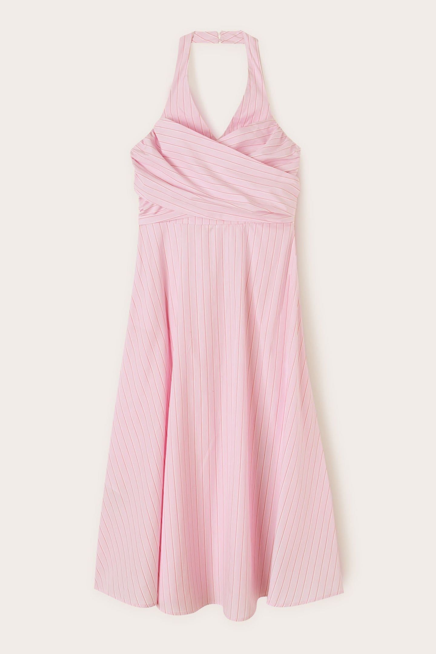STRIPED PATTERN POPLIN DRESS PINK 4
