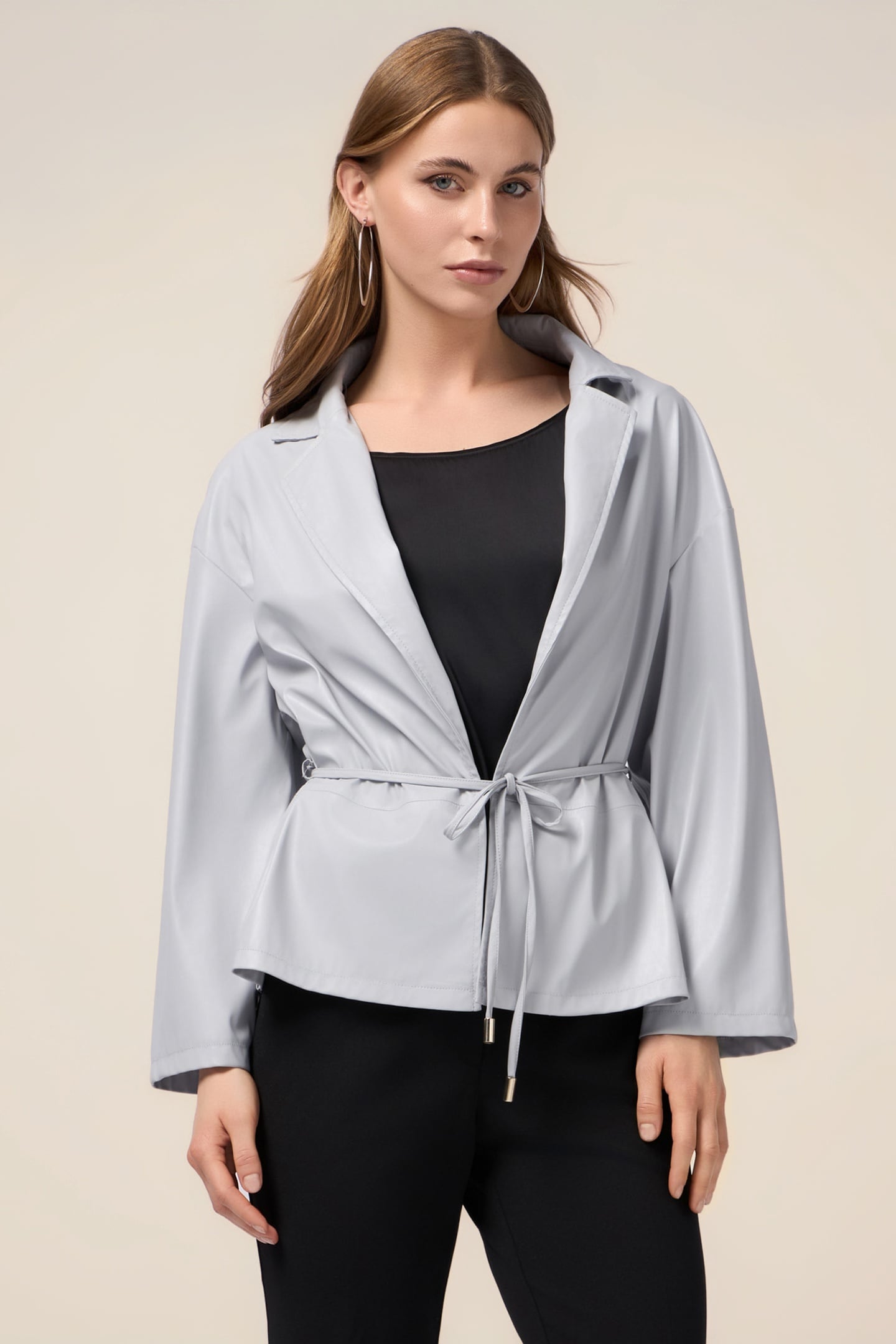 UNLINED JACKET IN COATED FABRIC GREY 1