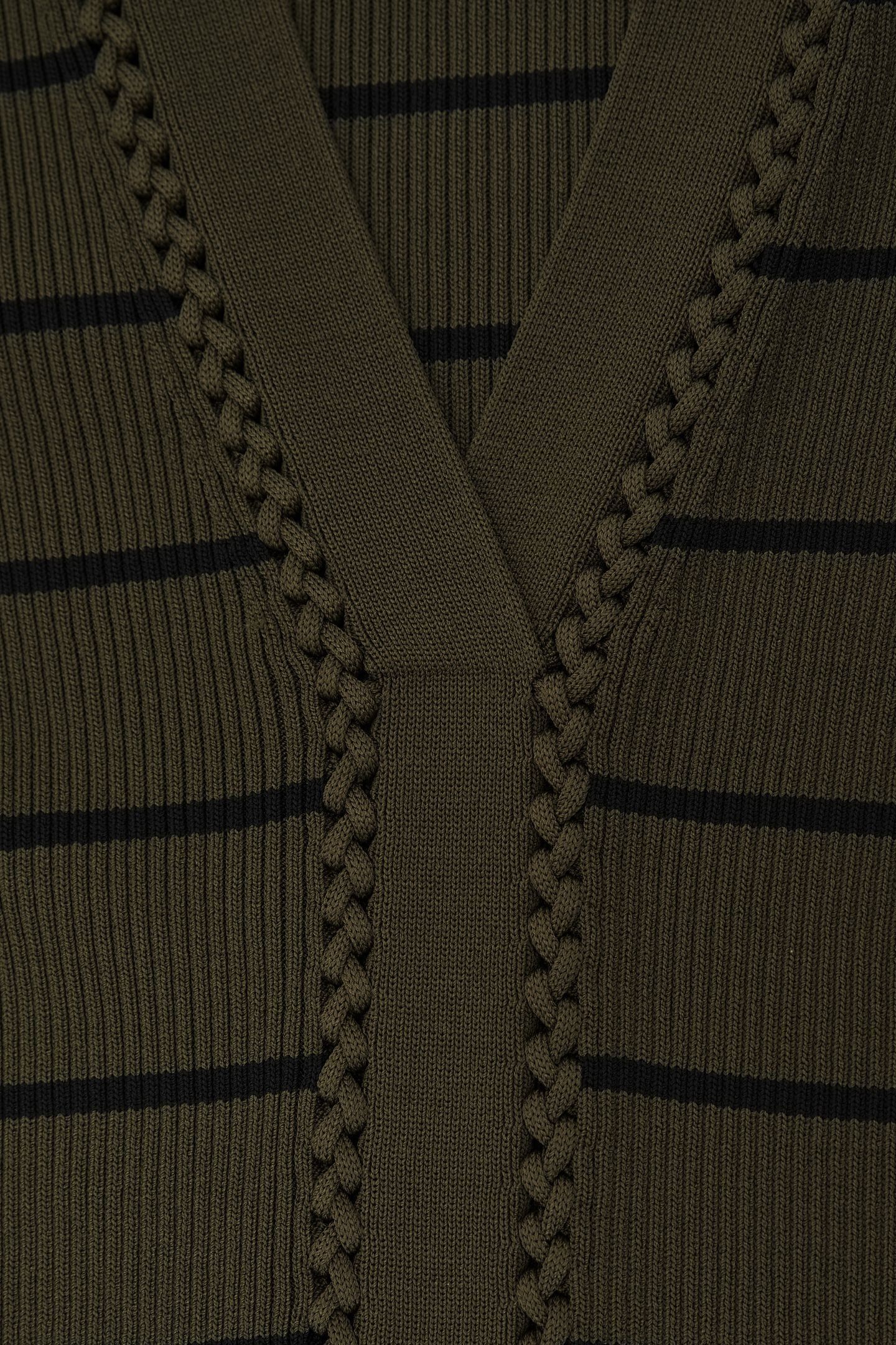 STRIPED CRAFT STITCH TOP KHAKI GREEN/BLACK 6