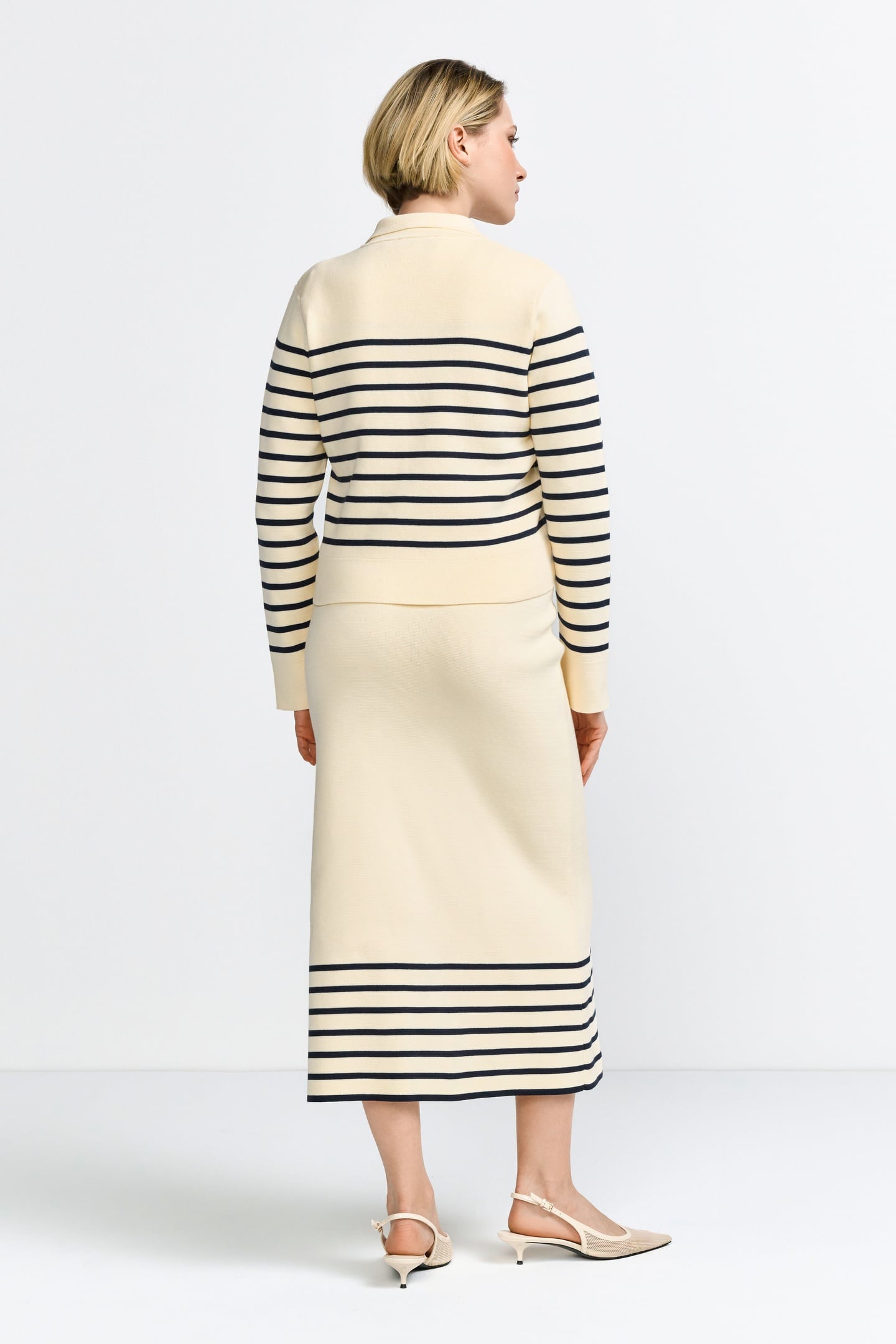 STRIPED KNIT JACKET PEARL WHITE 3