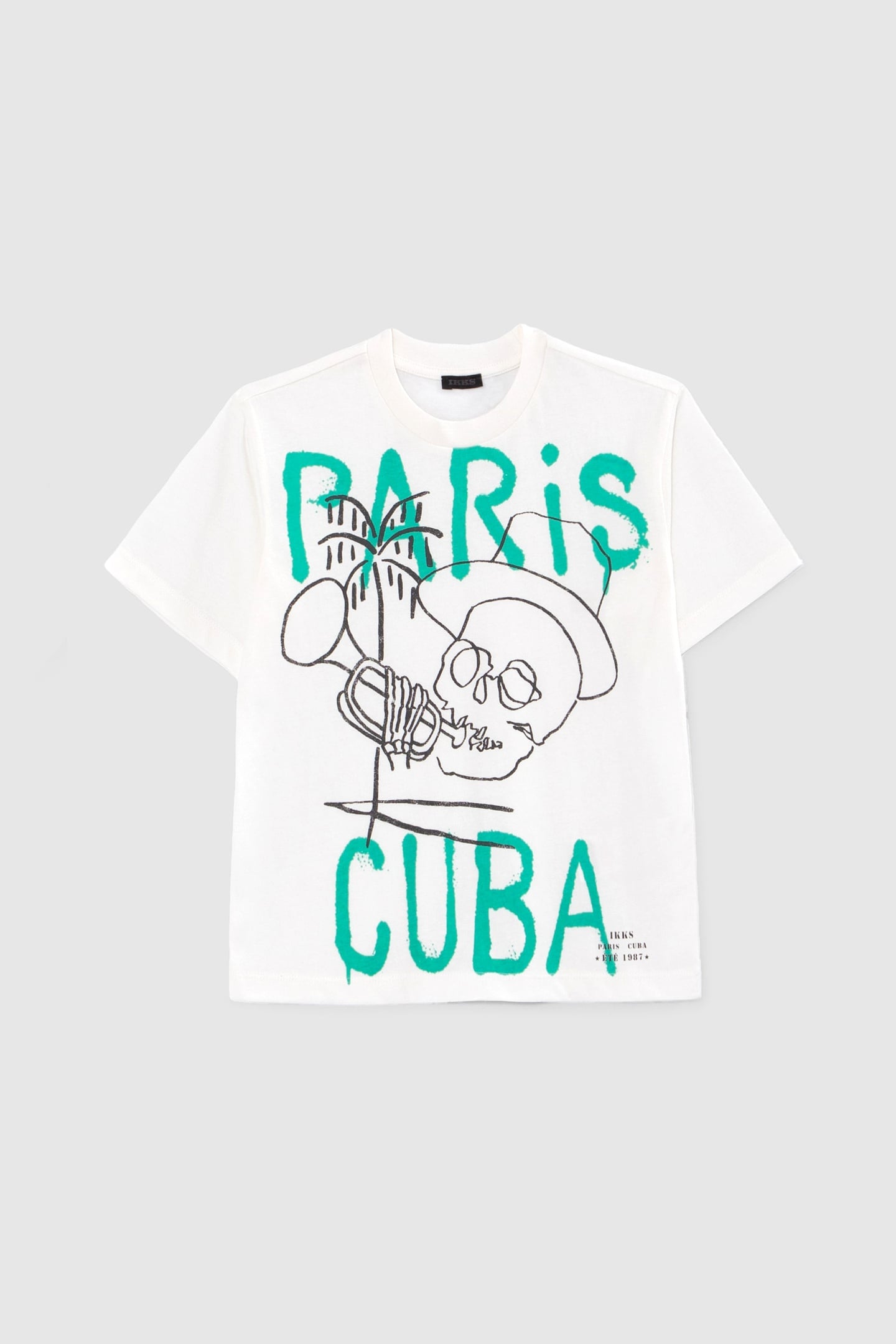 BOYS' WHITE ORGANIC COTTON T-SHIRT, TRUMPET PLAYER IMAGE 2