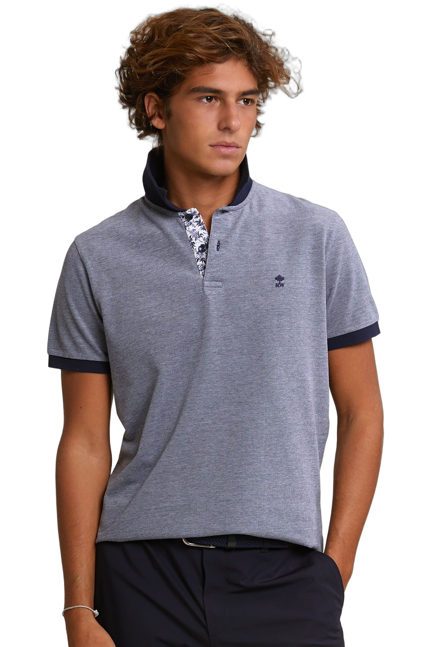 CUSTOM FIT FANCY COTTON POLO NAVY 1