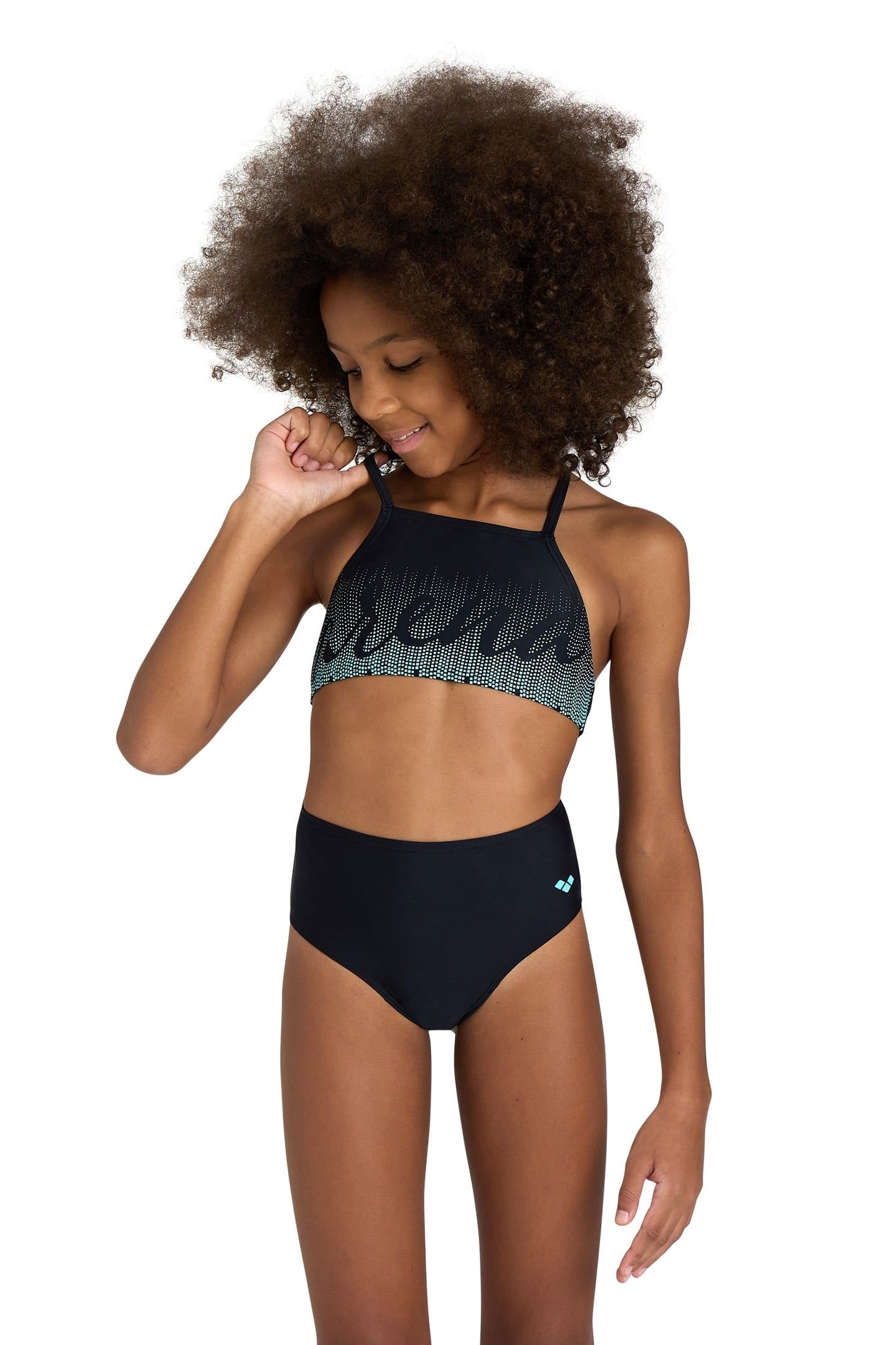 GIRLS' GRAPHIC SWIMSUIT BIKINI CRO BLACK 2