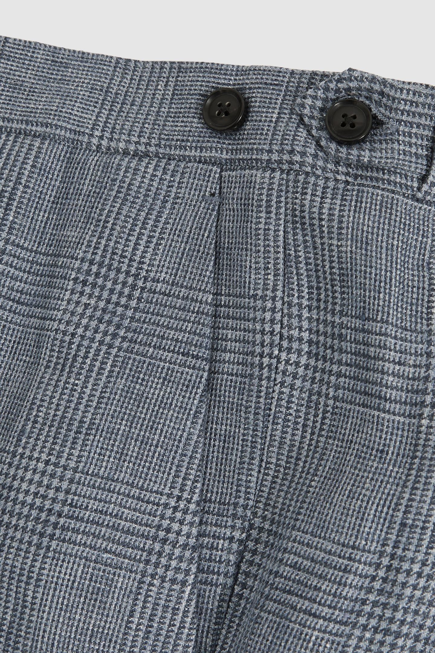 PRINCE OF WALES CHECK LINEN TROUSER SOFT BLUE 5
