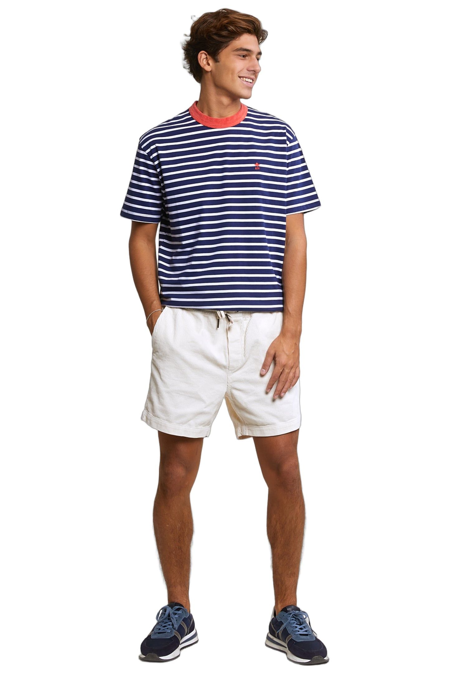 LOOSE FIT STRIPED T-SHIRT ROYAL BLUE/WHITE 2