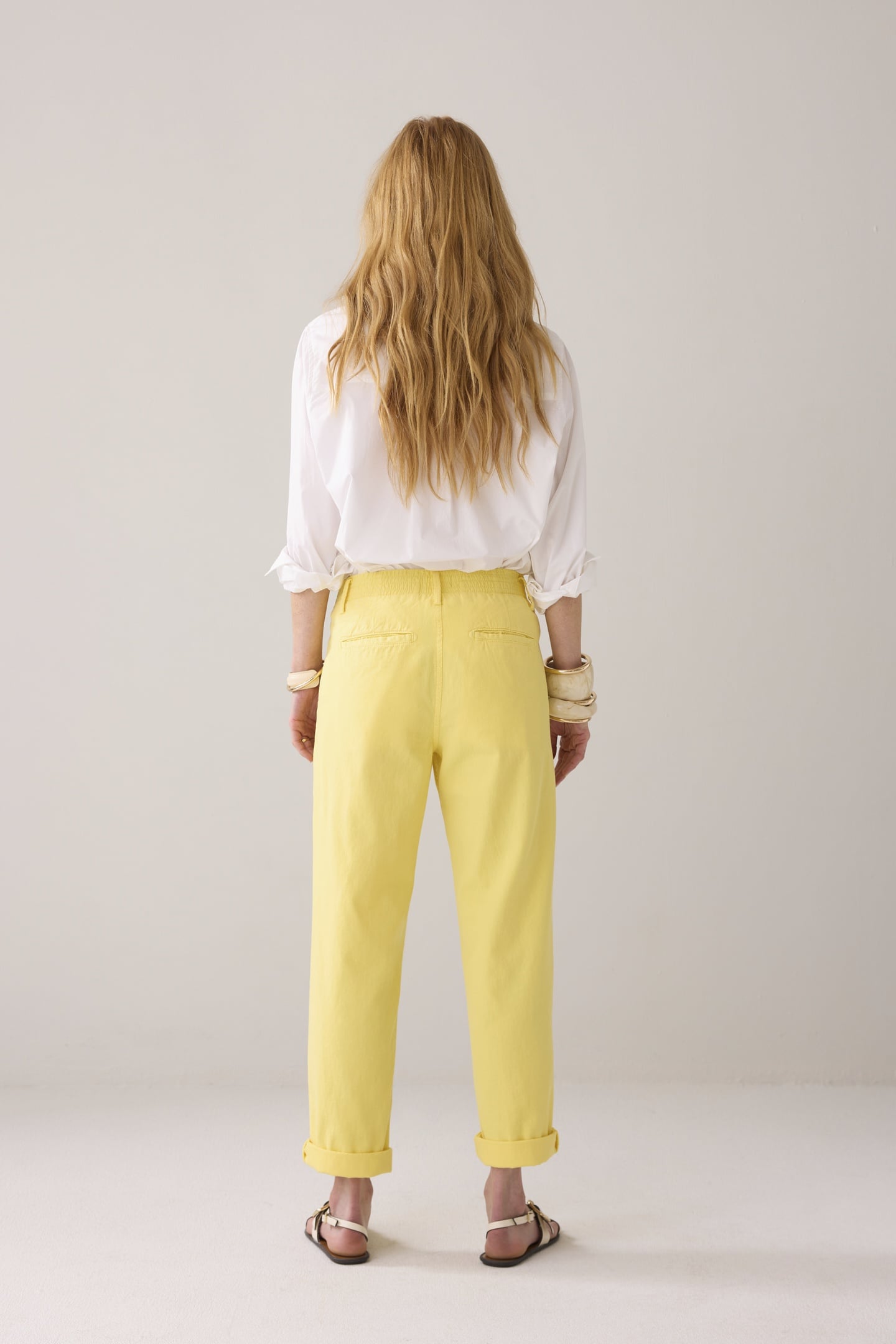 TAPERED CHINO COTTON LINEN TWILL YELLOW 3