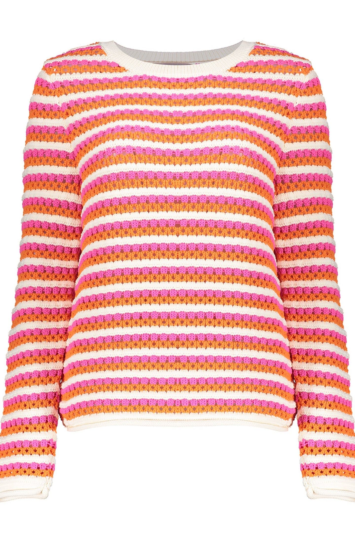 PULLOVER AJOUR STRIPES ORANGE/FUCHSIA/OFF-WHITE 1
