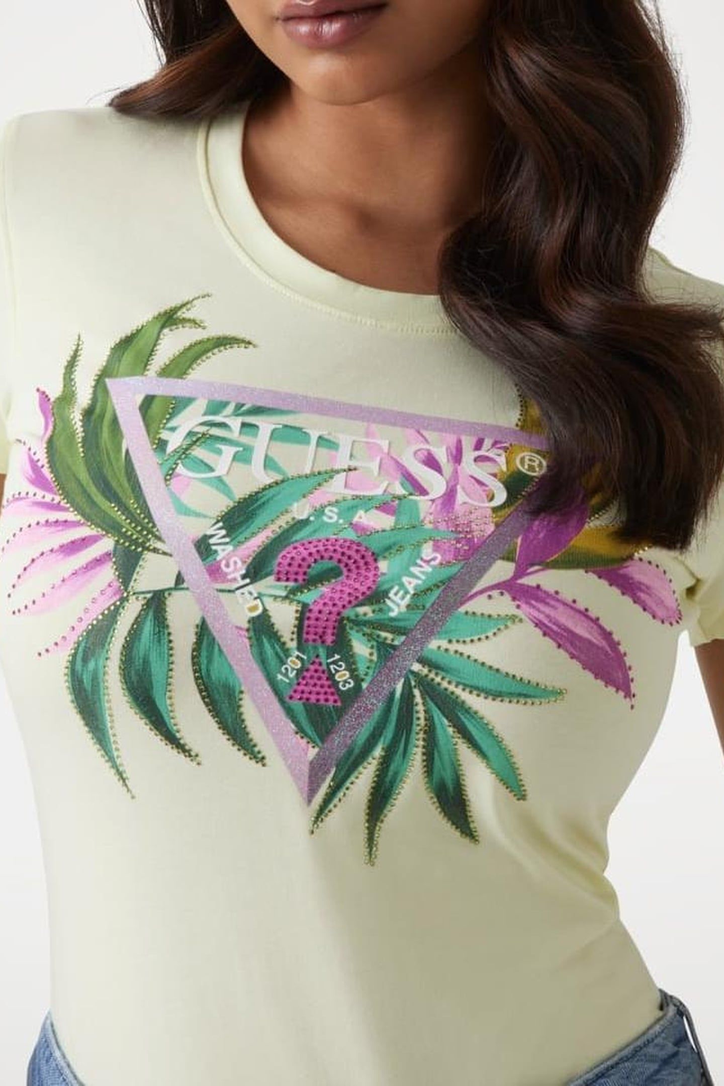 GUESS ECO CN SS LEAF TRIANGLE PASTEL LIME 5