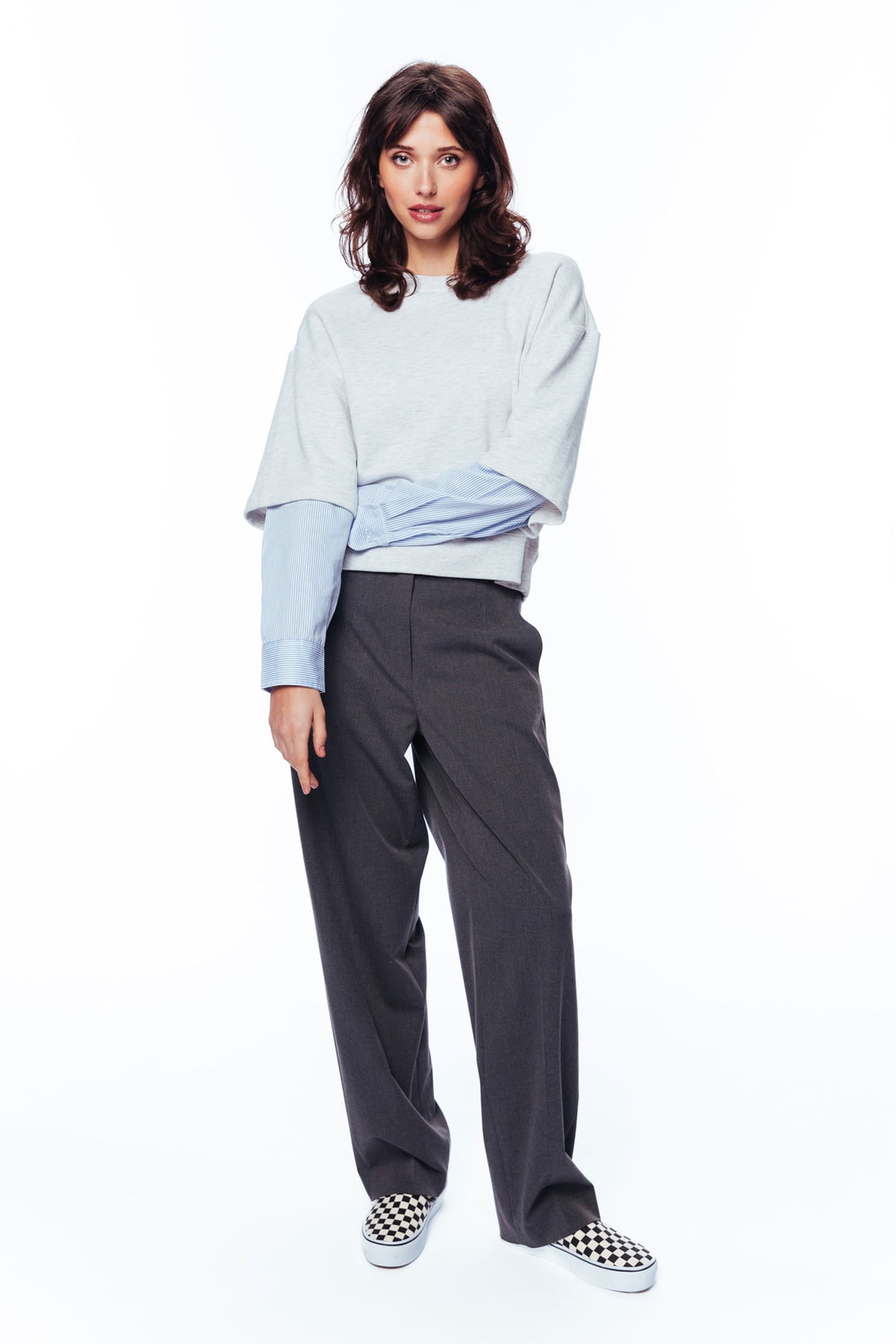 SWEATER WITH BLOUSE SLEEVES GREY MELANGE 1