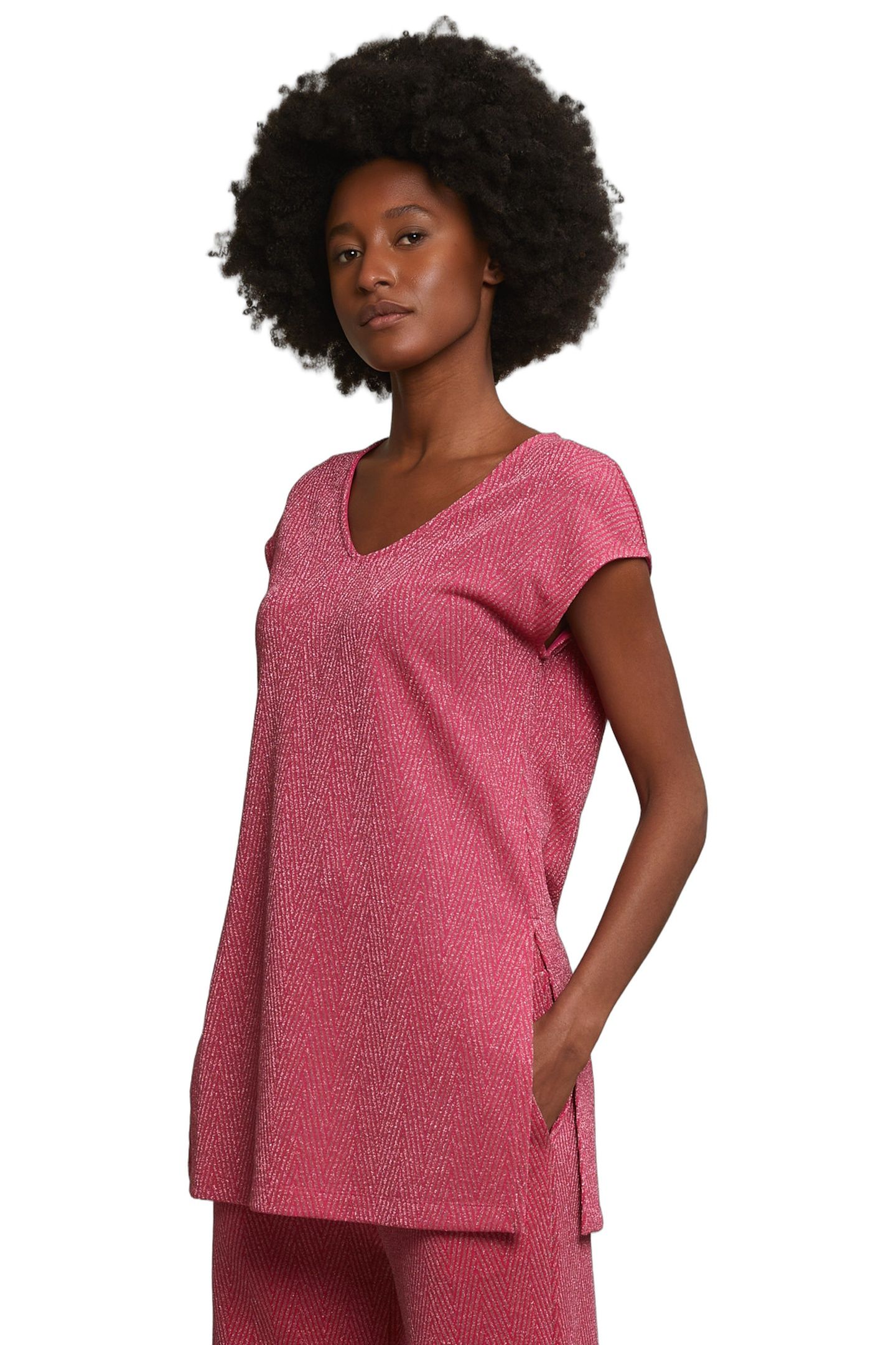 FUCHSIA SLEEVELESS GLITTER T-SHIRT 4