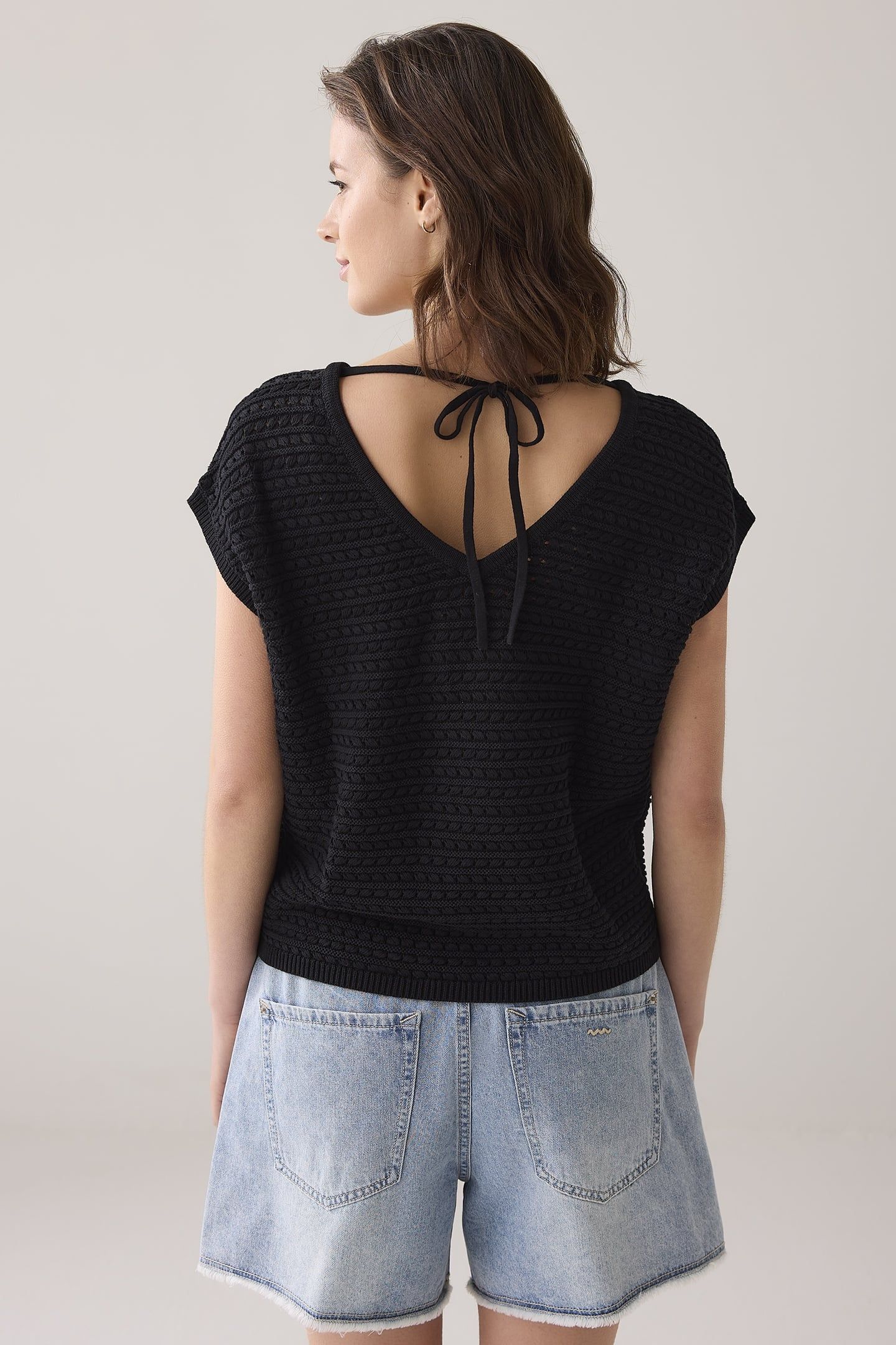 KNITTED TOP HIGH TWISTED COTTON KNIT BLACK 3