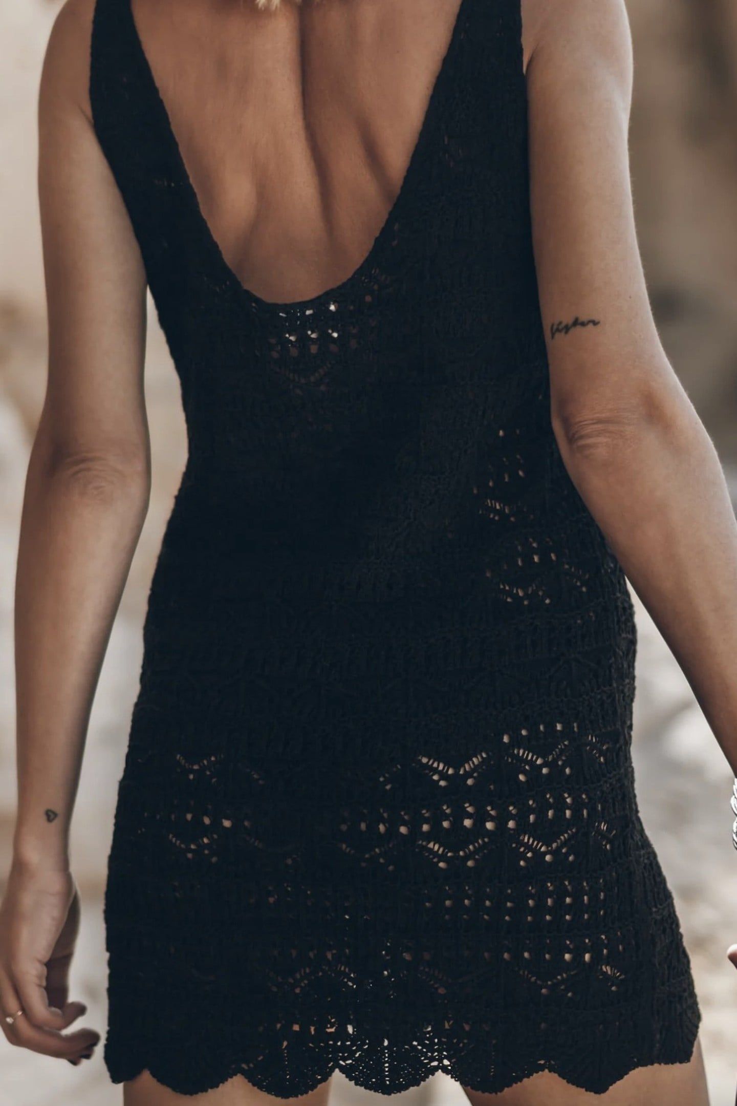 THE BLACK CROCHET TANK DRESS BLACK 2