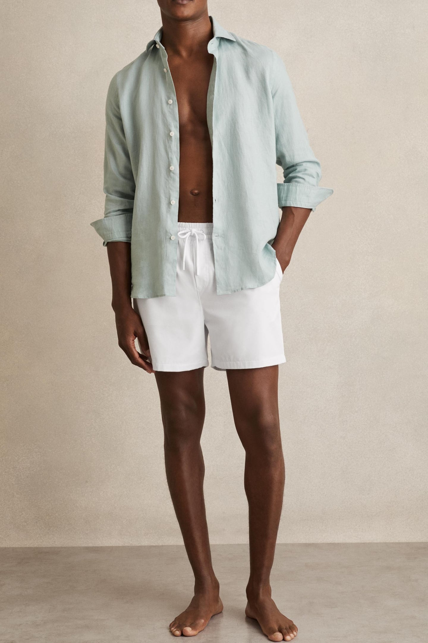 PLAIN DRAWSTRING SWIMSHORT WHITE 3