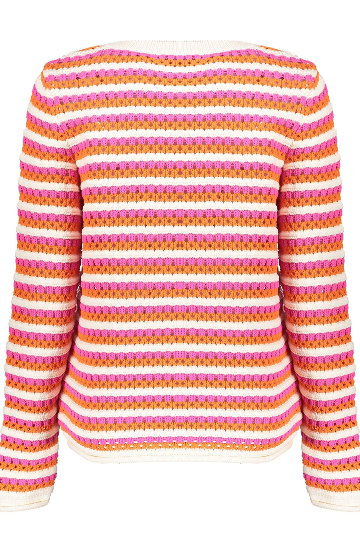 PULLOVER AJOUR STRIPES ORANGE/FUCHSIA/OFF-WHITE 2