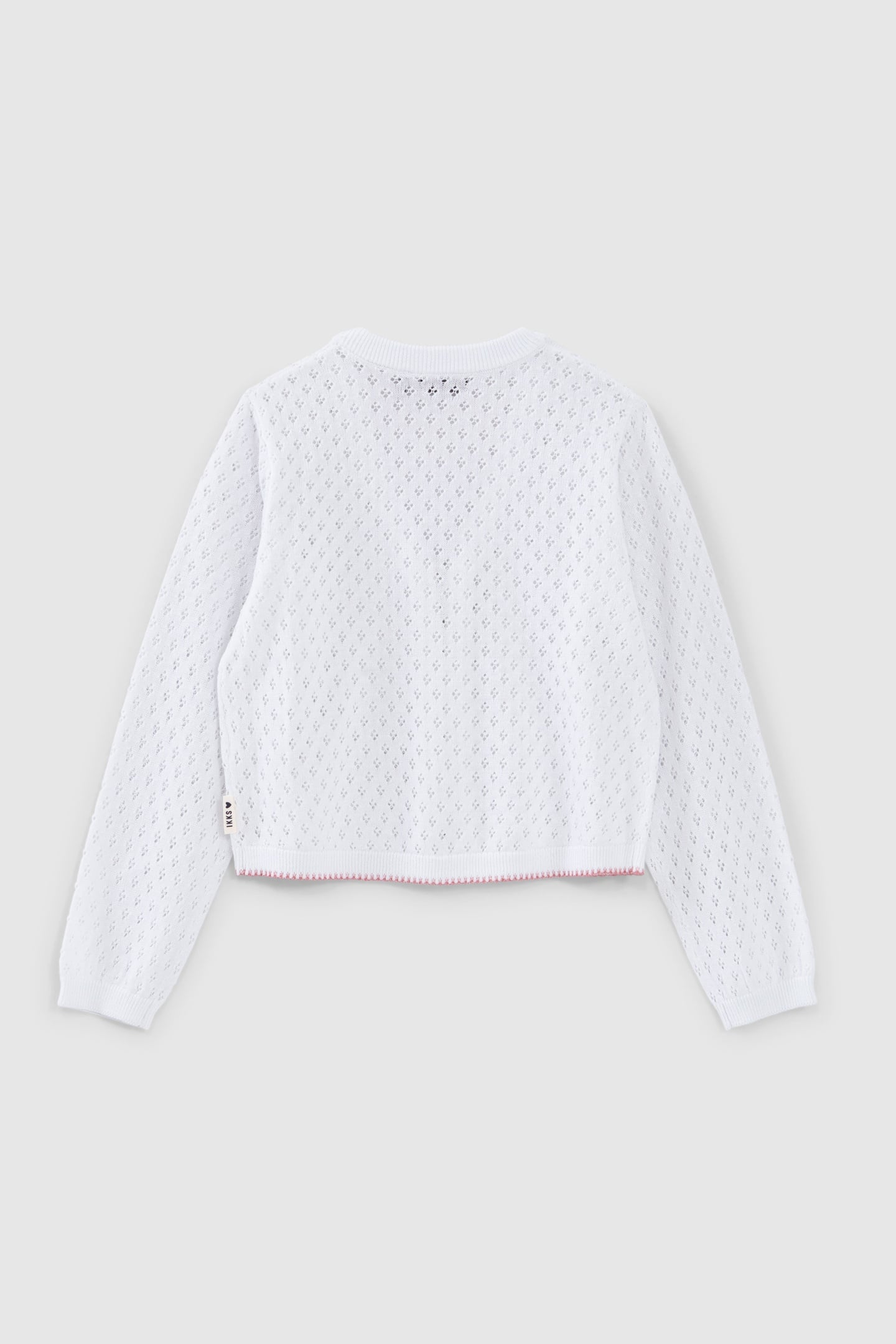 GIRLS' ECRU KNIT ZIPPED OPENWORK CARDIGAN 2