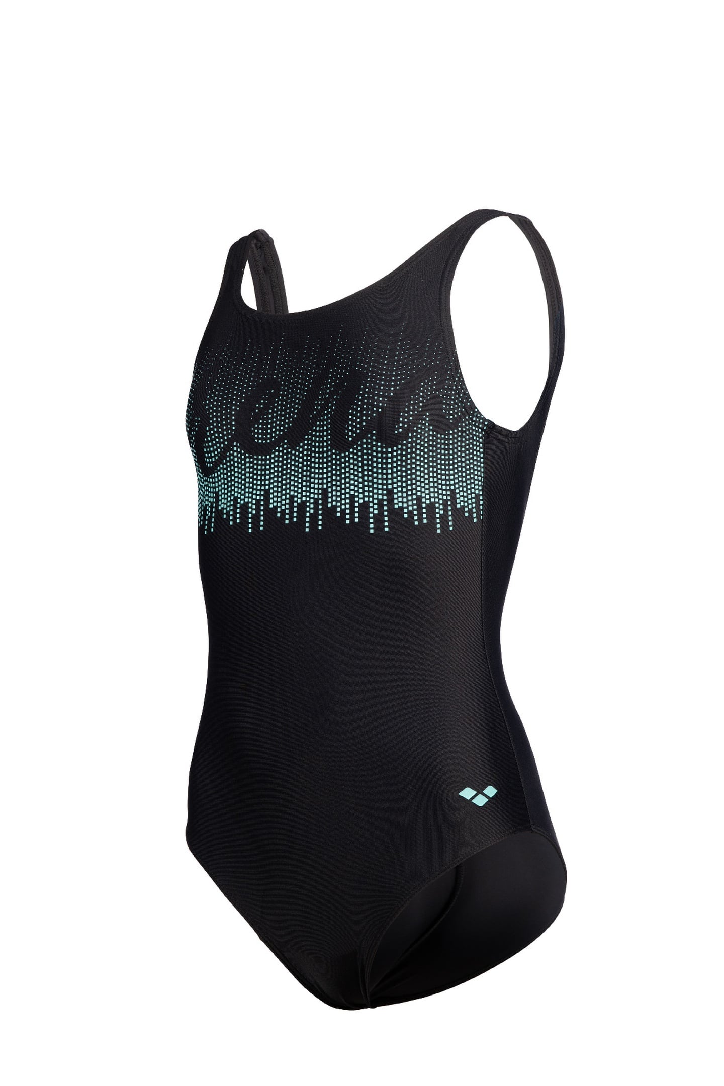 GIRLS' GRAPHIC SWIMSUIT U BACK BLACK 4