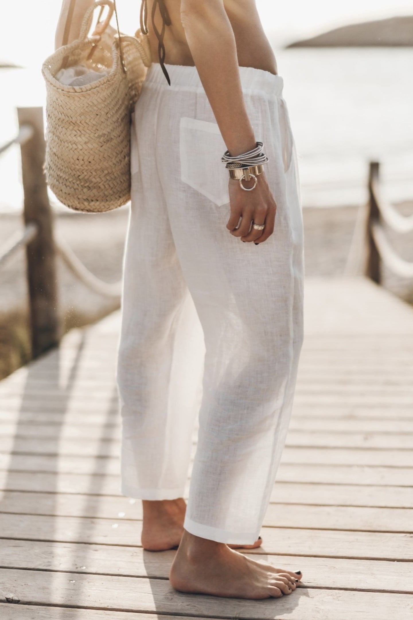 THE WHITE LINEN PANTS WHITE 2