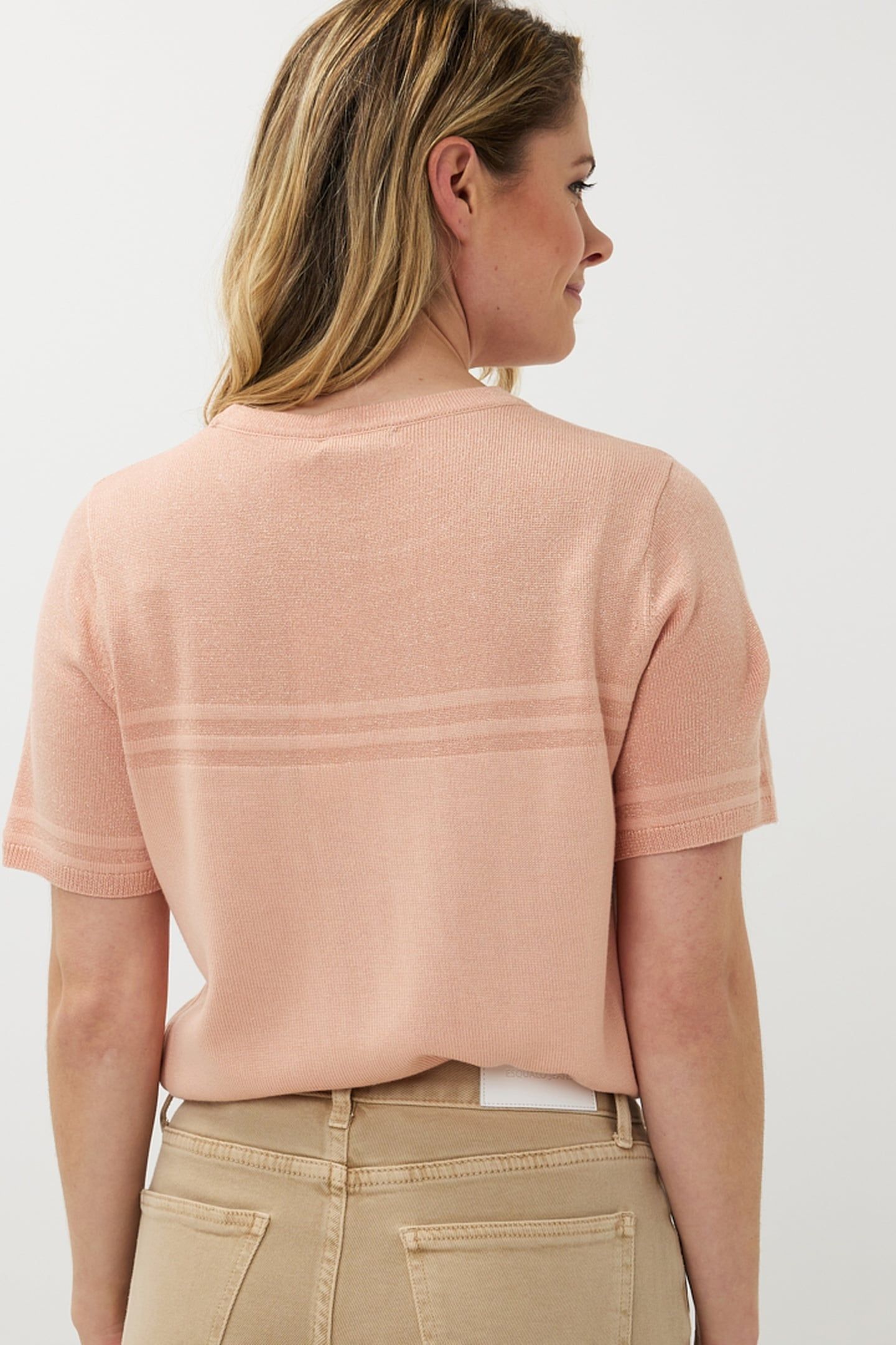 SWEATER S/SLVE STRIPES LUREX LIGHT APRICOT 5