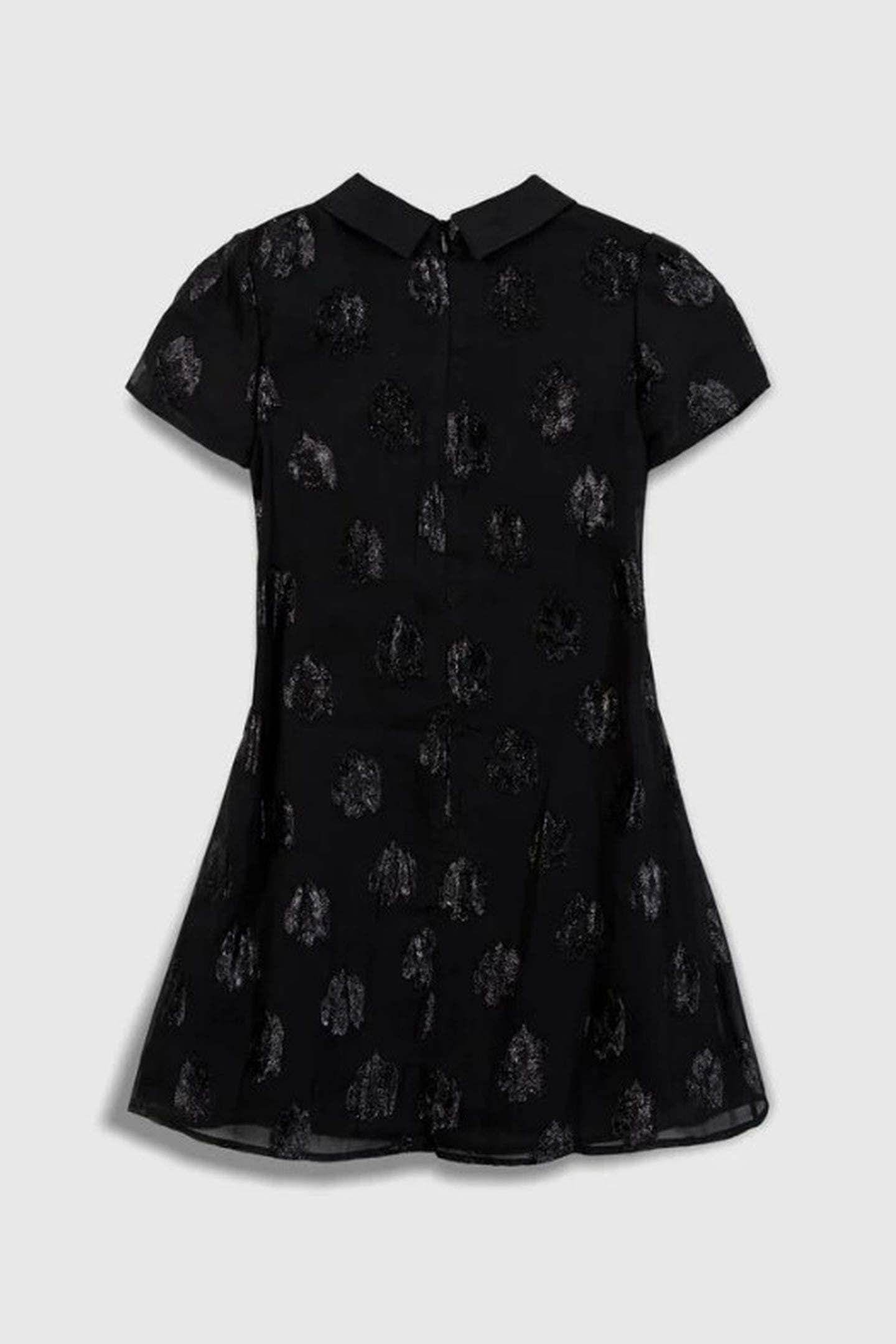 BLACK BI-MATERIAL JACQUARD FLOWER PATTERN DRESS 2
