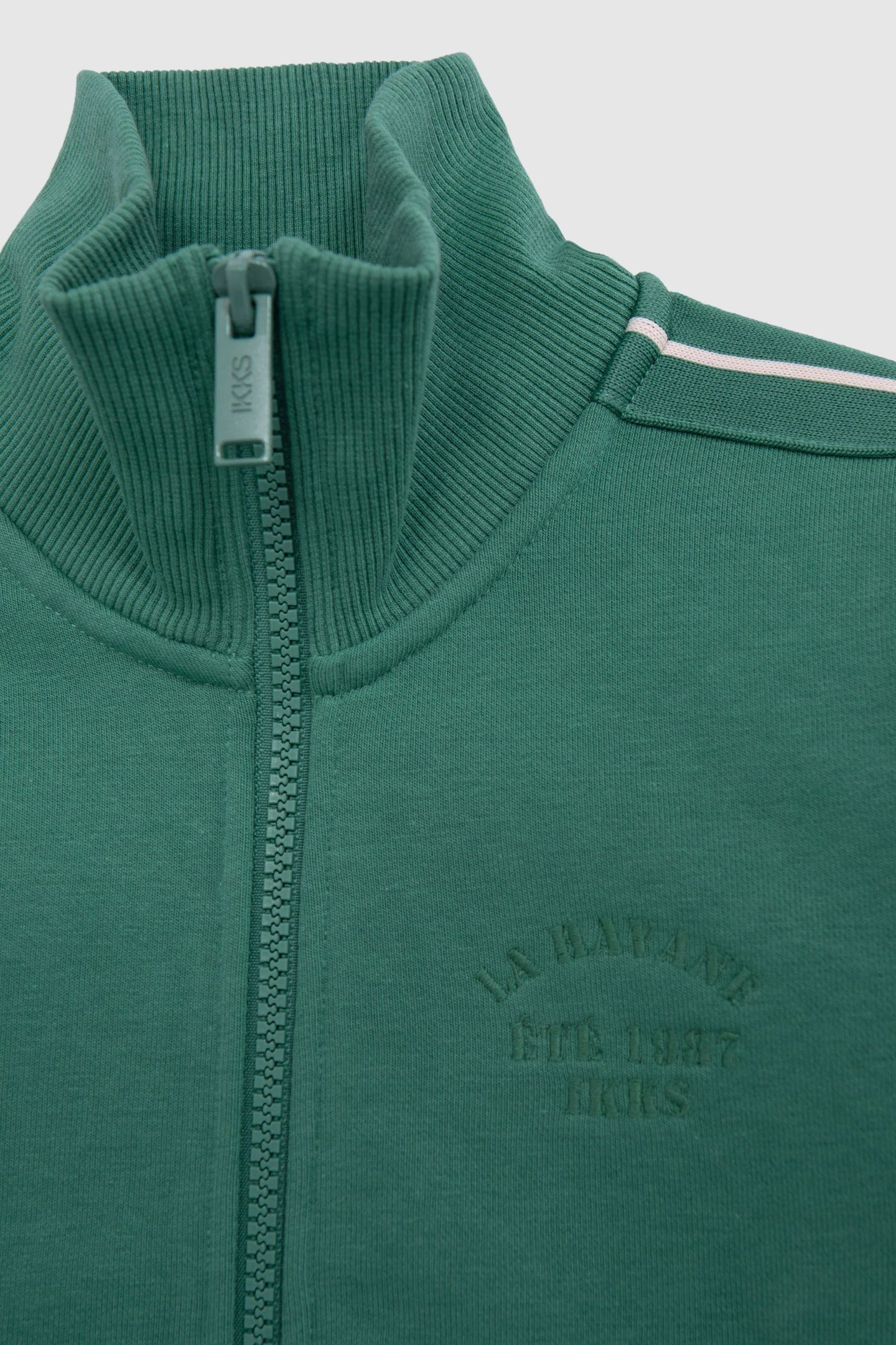 BOYS’ GREEN ZIPPED CARDIGAN WITH STRIPED BRAID ON SLEEVES 5