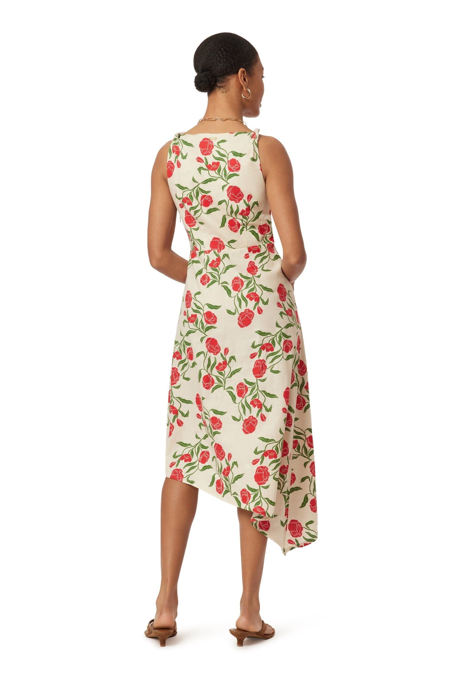 ASYMMETRIC DRESS WHITECAP GRAY ALLOVER FLORAL 5