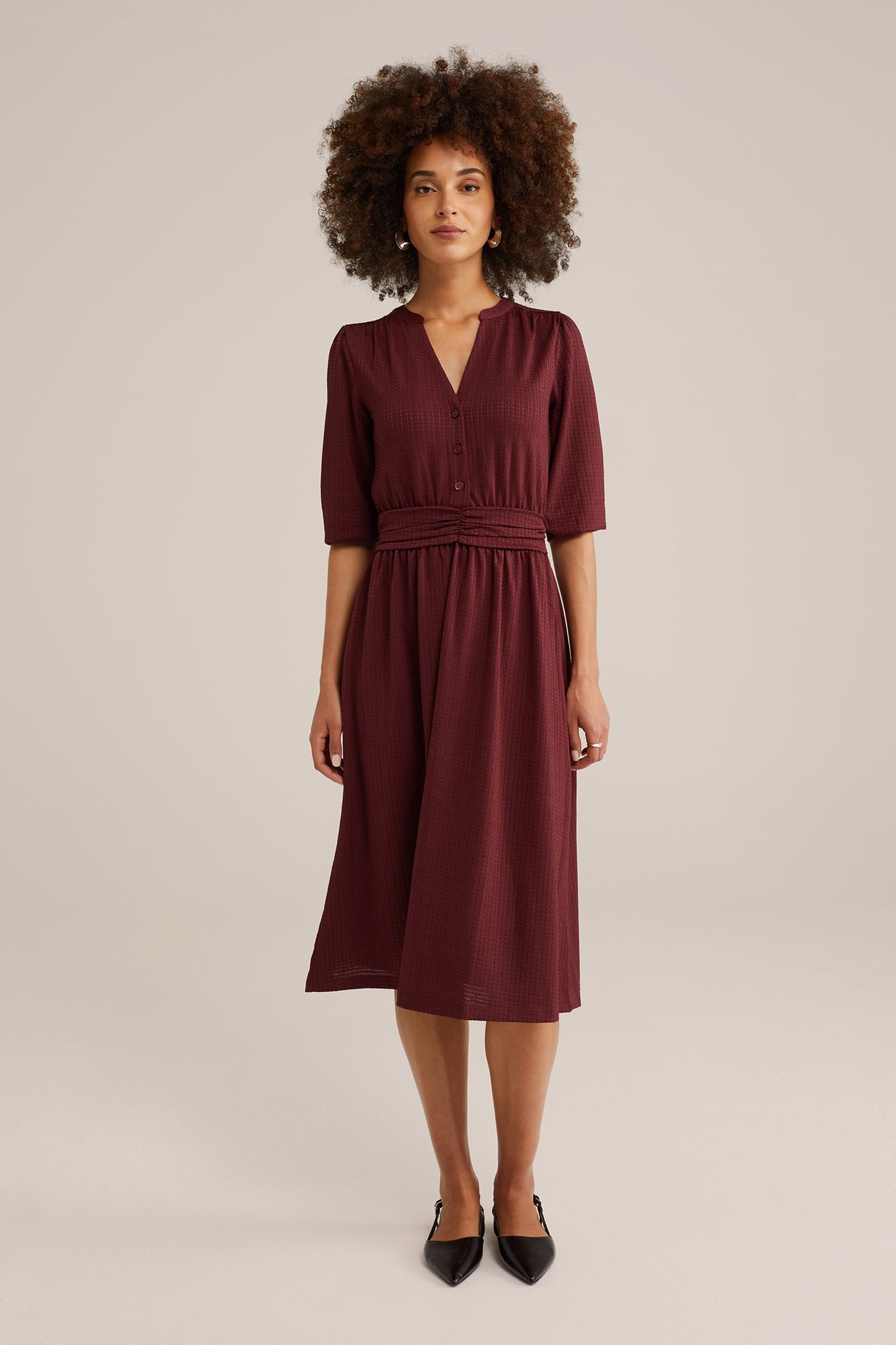 DRESS MIDI BURGUNDY RED 1