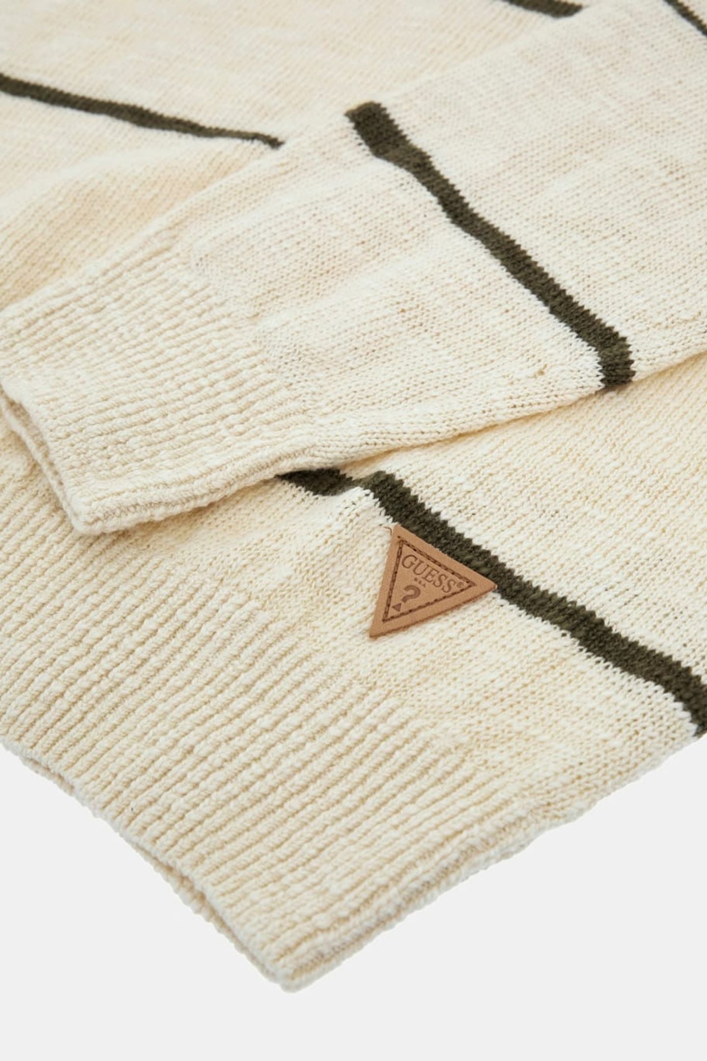 GUESS ECO GRIER CN LS STRIPED QUICKSAND OLIVE IRRE 5