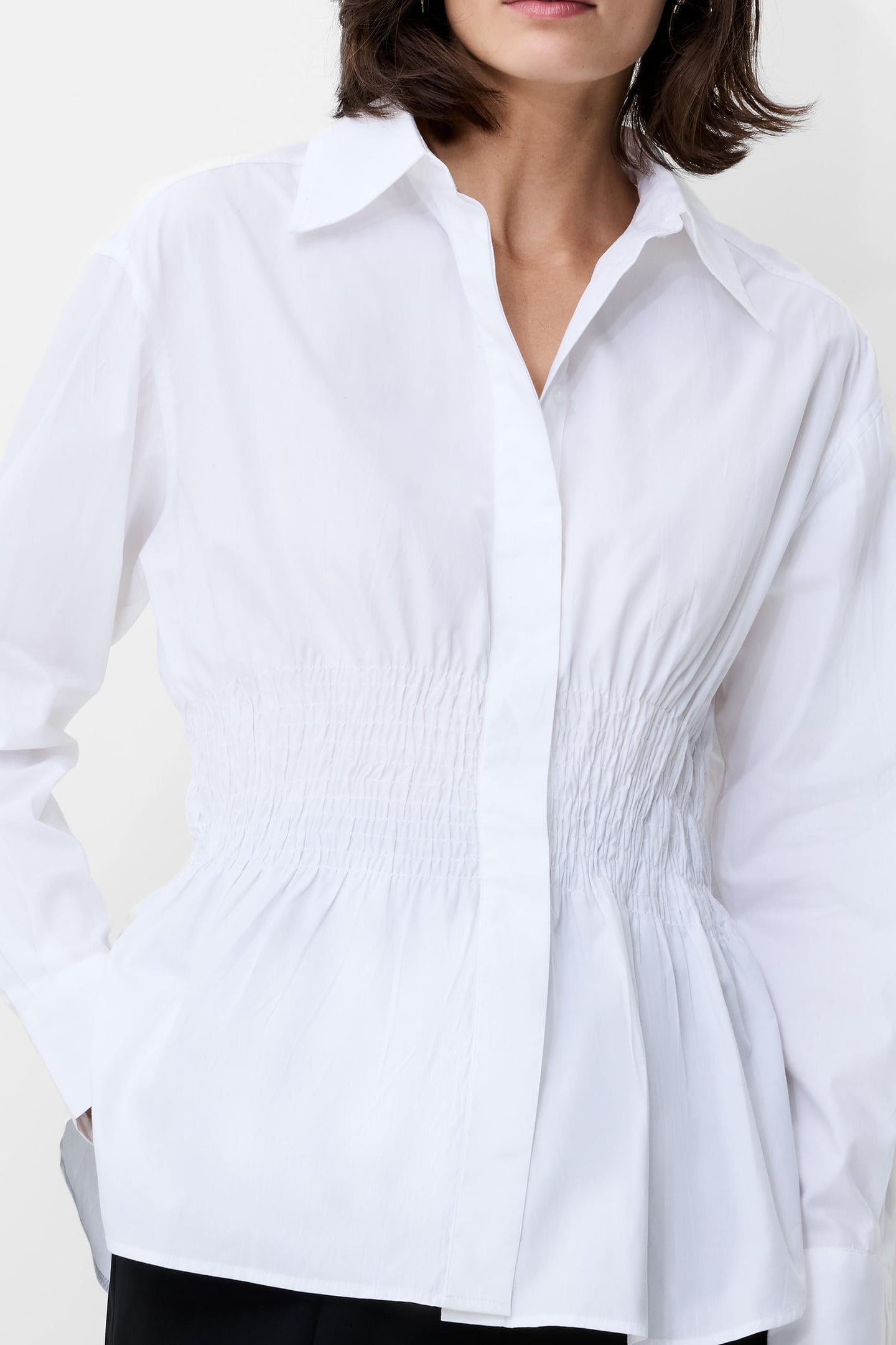 CAMBRIA COTTON SMOCKED SHIRT LINEN WHITE 2