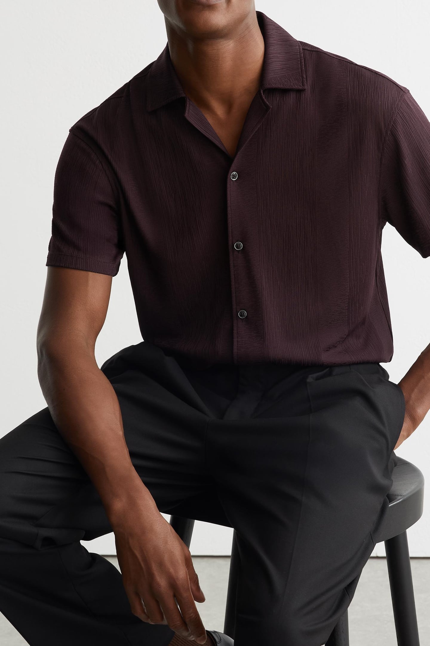 SS STRIPE JACQUARD CUBAN SHIRT CHERRY RED 7