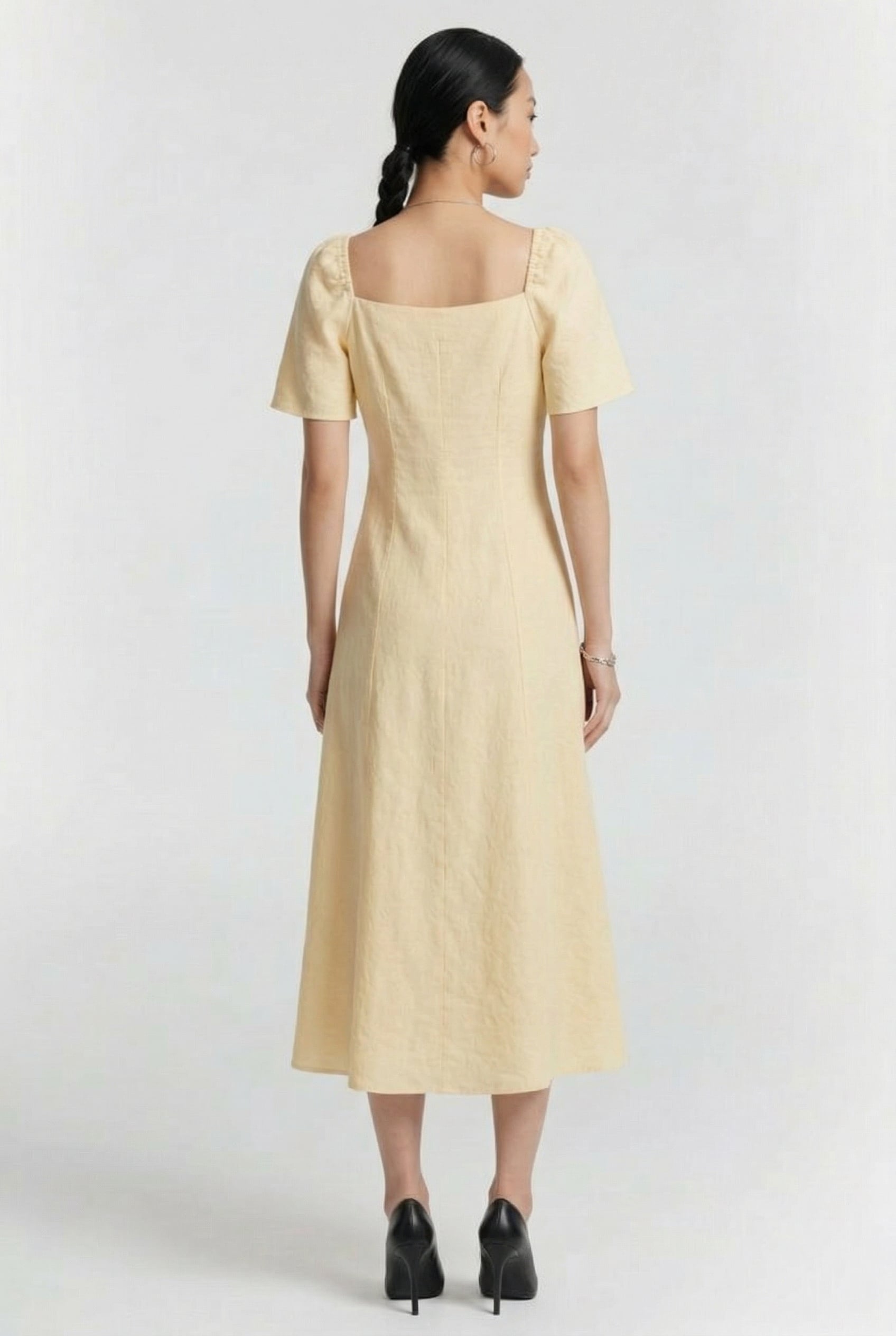 NICOLETTA LINEN DRESS YELLOW 2