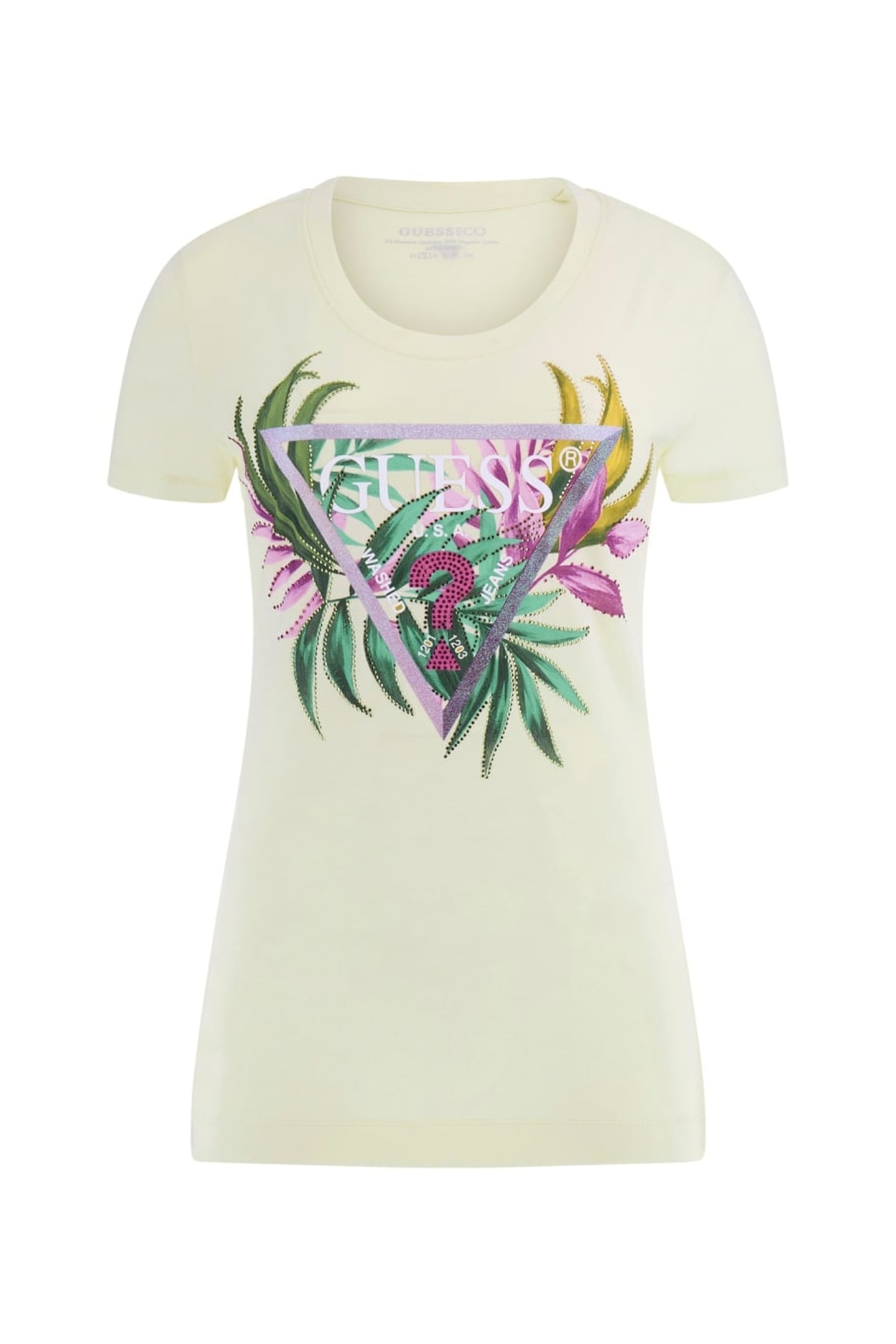 GUESS ECO CN SS LEAF TRIANGLE PASTEL LIME 6