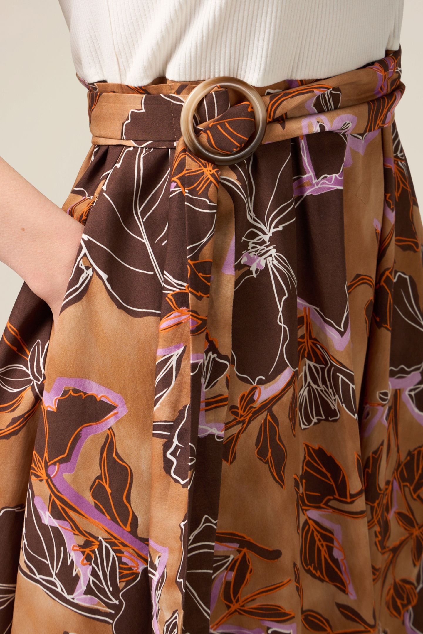 FLARE DRESS COMBINED WITH SASH BROWN 5