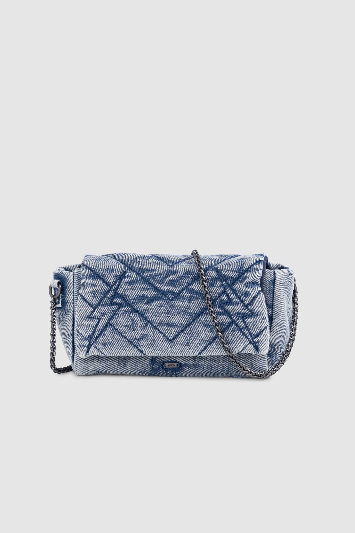 BLUE DENIM HANDBAG WITH QUILTED FLAP 1