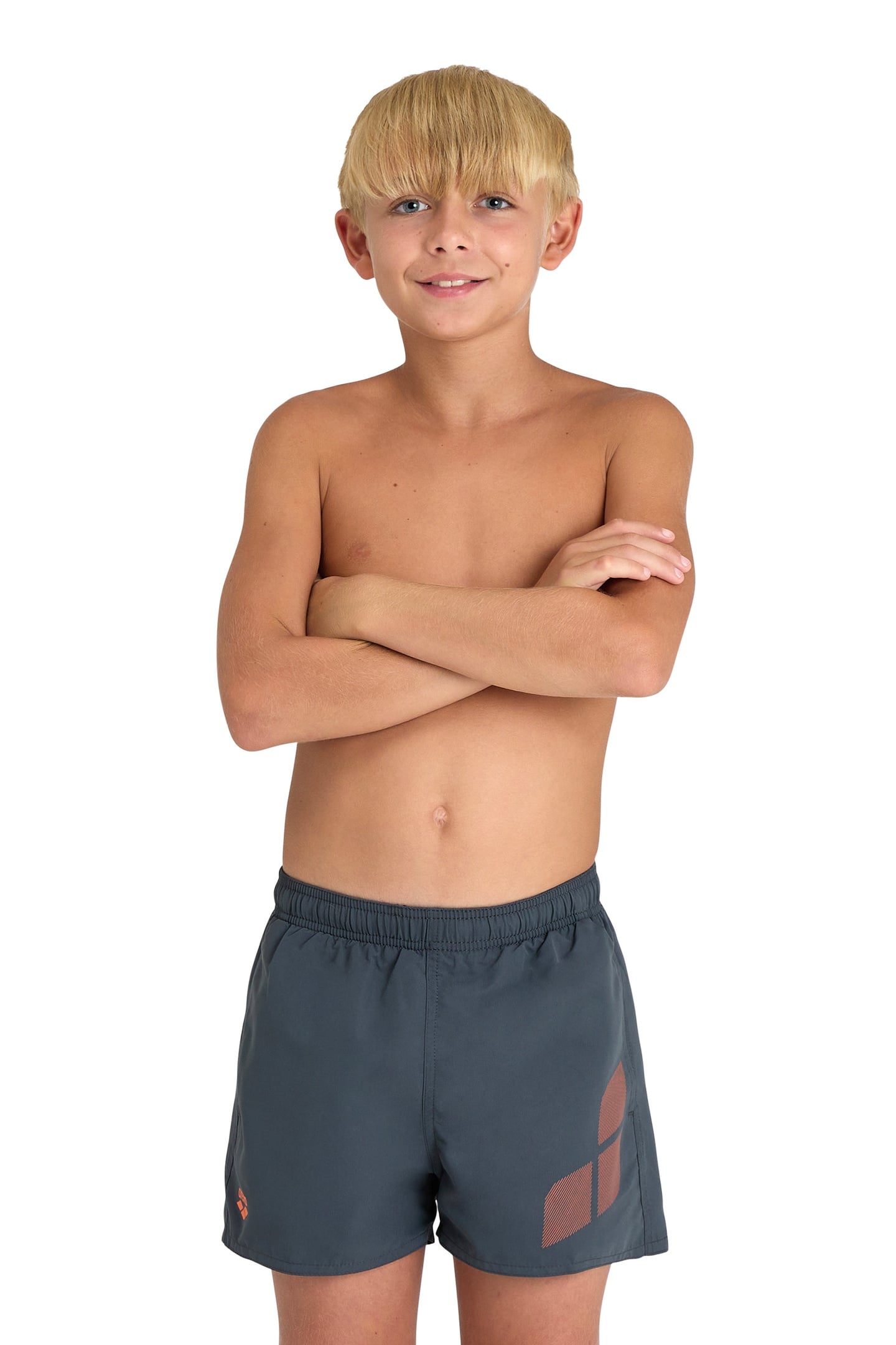 BOYS' BEACH SHORT LOGO R ASPHALT-NESPOLA 1