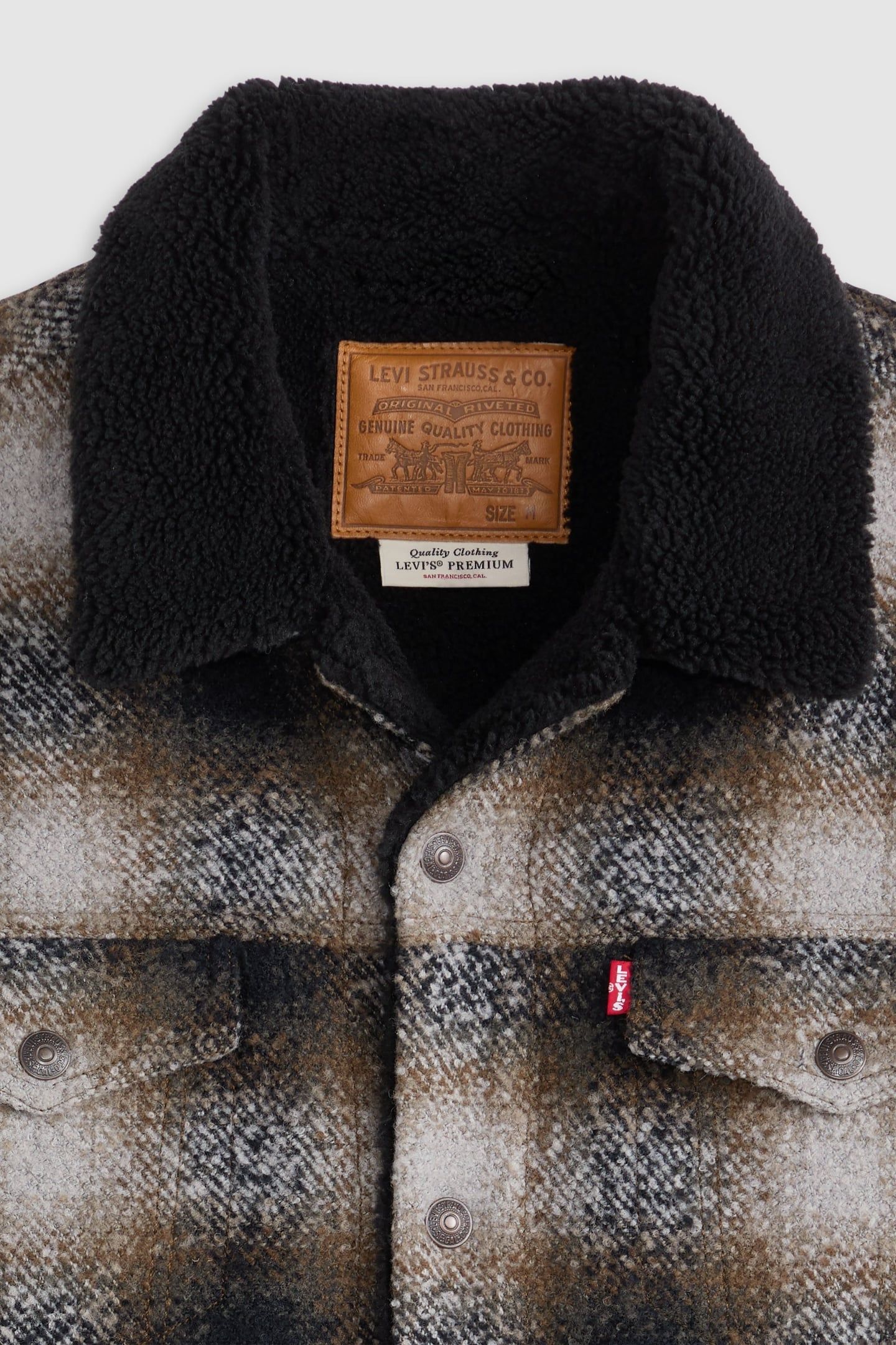 RELAXED FIT PLAID SHERPA TRUCKER JACKET 6