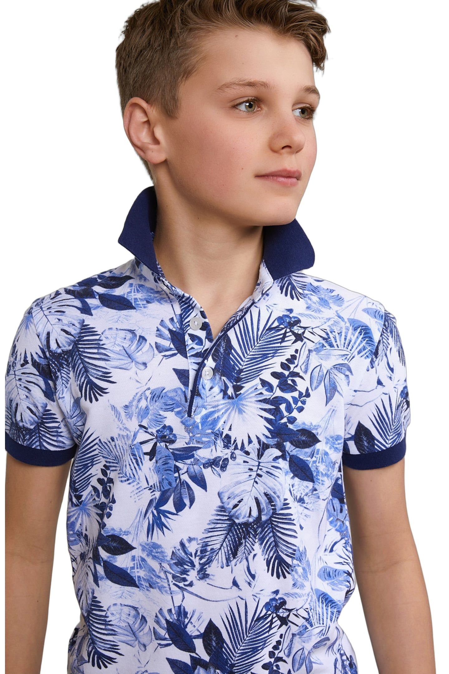 CUSTOM FIT COTTON FLORAL POLO OFF WHITE 3