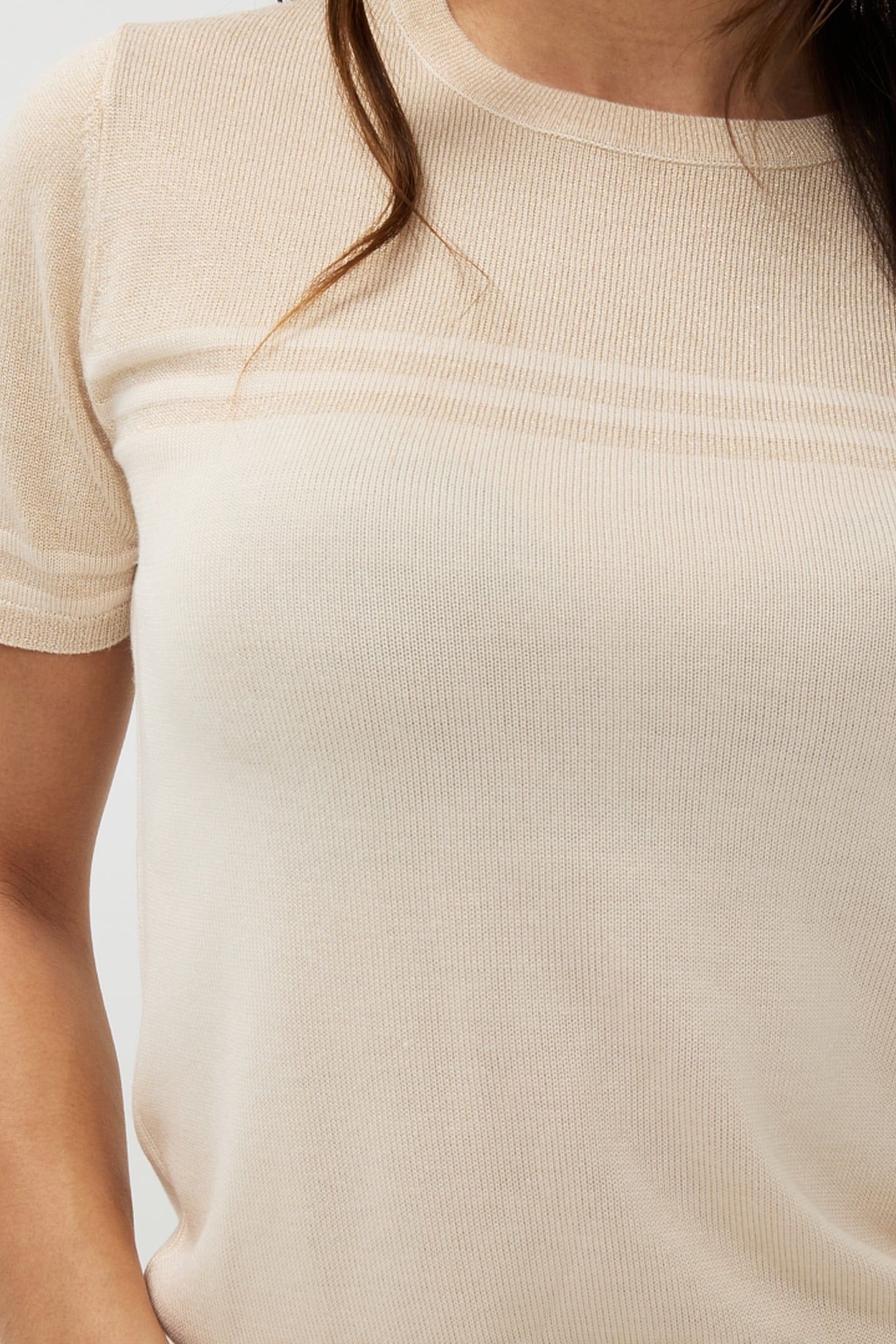 SWEATER S/SLVE STRIPES LUREX IVORY 7