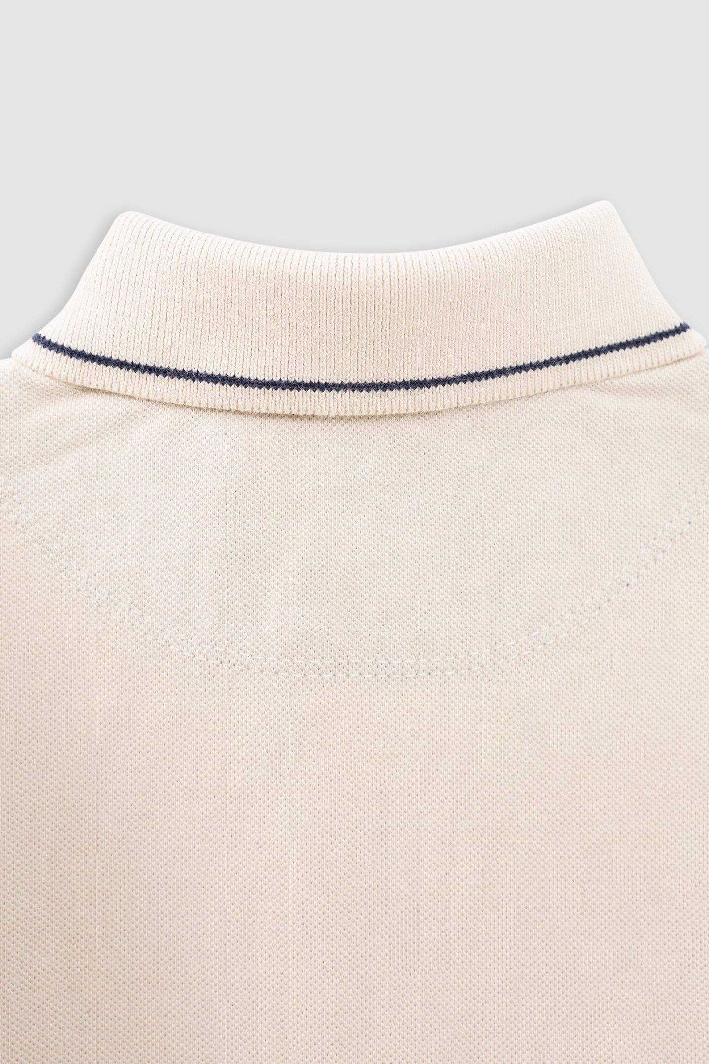 BEIGE ORGANIC COTTON POLO SHIRT WITH STRIPED COLLAR 5