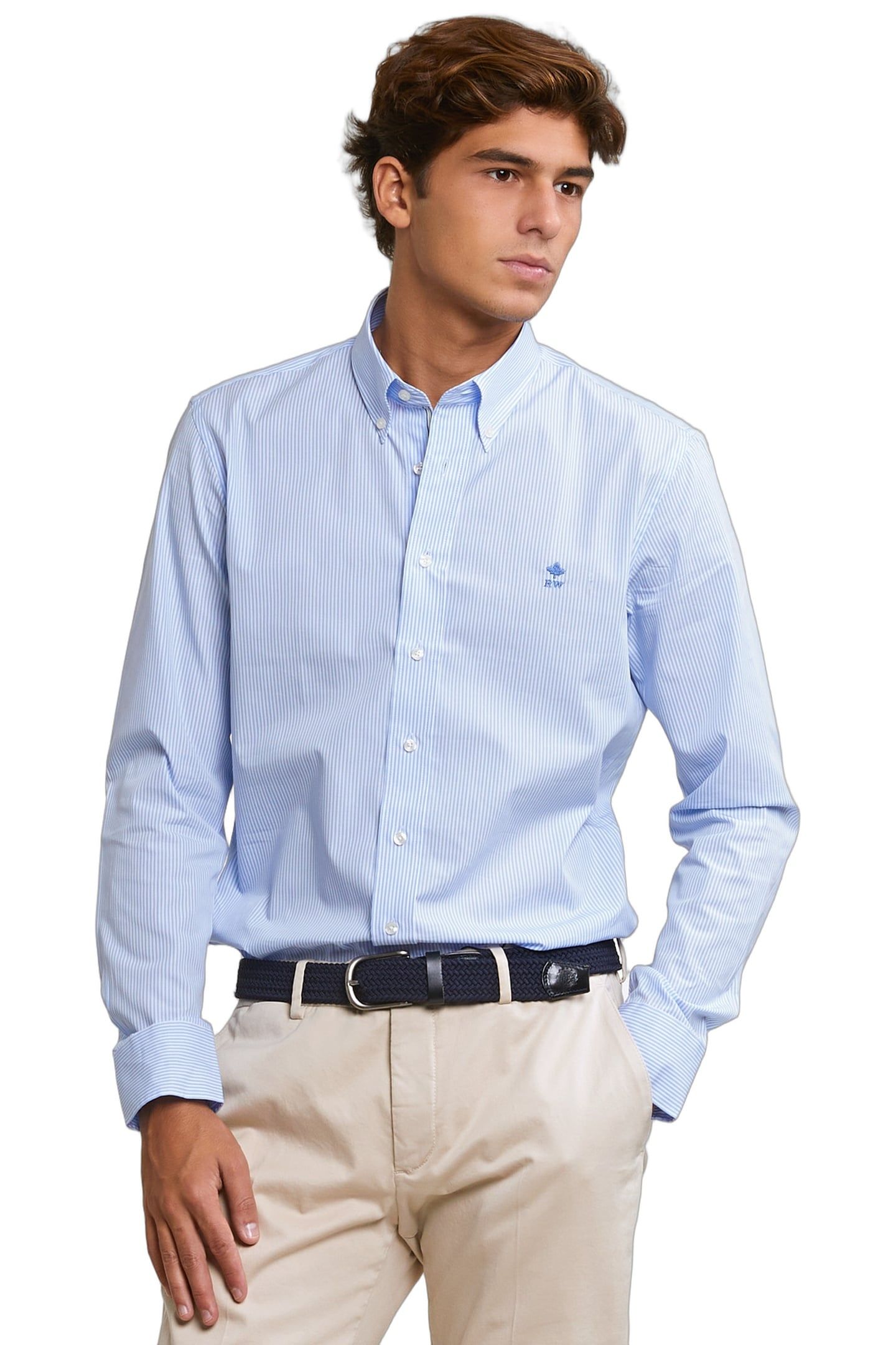 SLIM FIT STRIPED COTTON SHIRT BLUE 1
